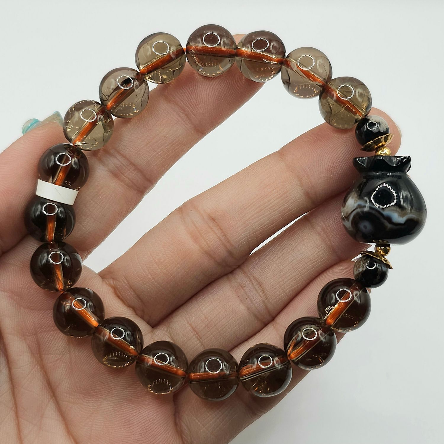 Natural Azeztulite x Sakura Agate Money Bag