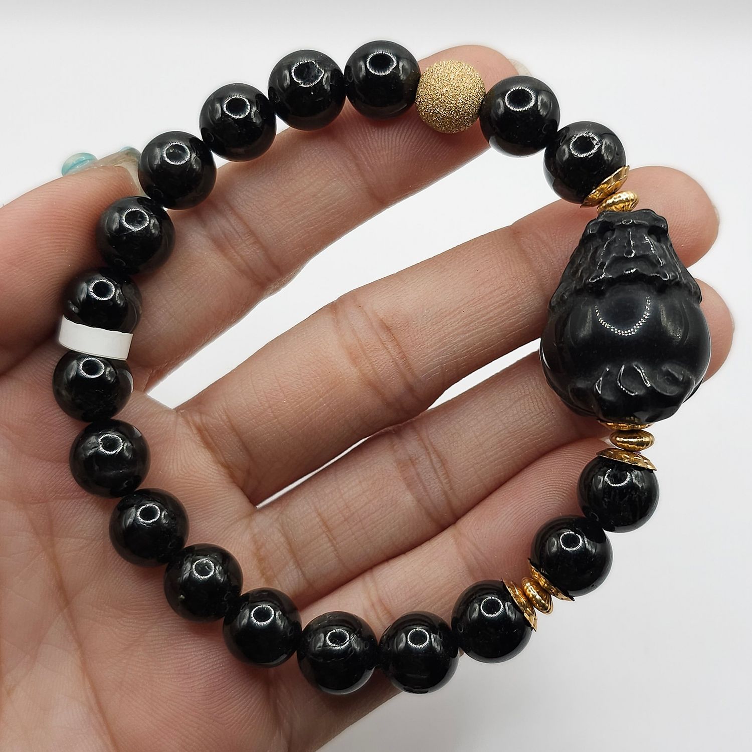 Natural Starlight Diopside x Onyx Pixiu