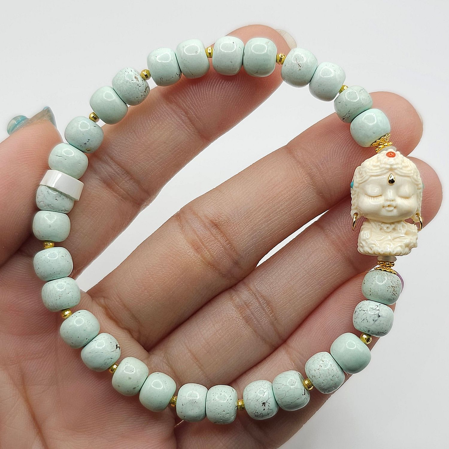 Natural Turquoise x Guanyin Ivory Mammoth - 18k