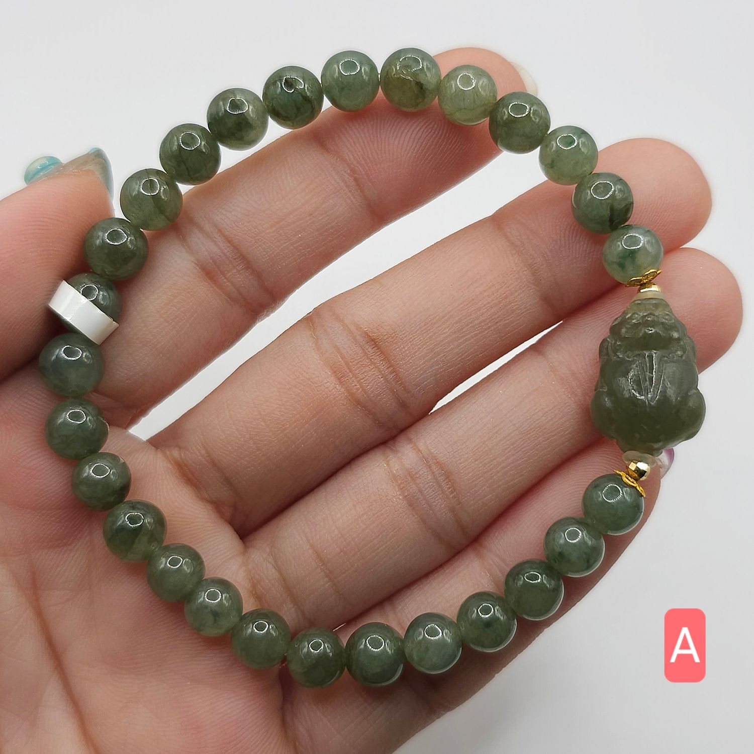 Natural Floating Hetian Jade with Pixiu - 18K