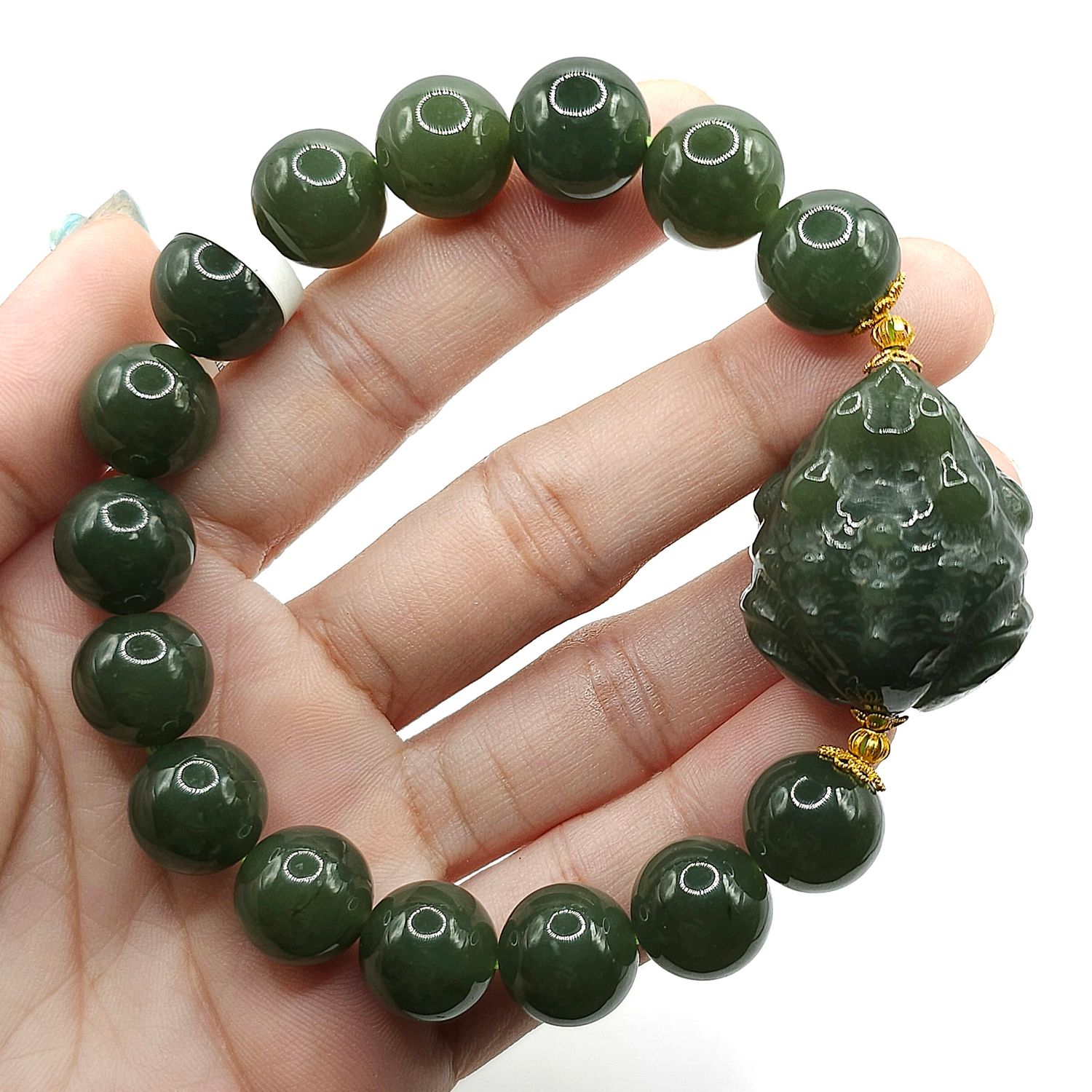 Natural Hetian Jade with Toad - 18K