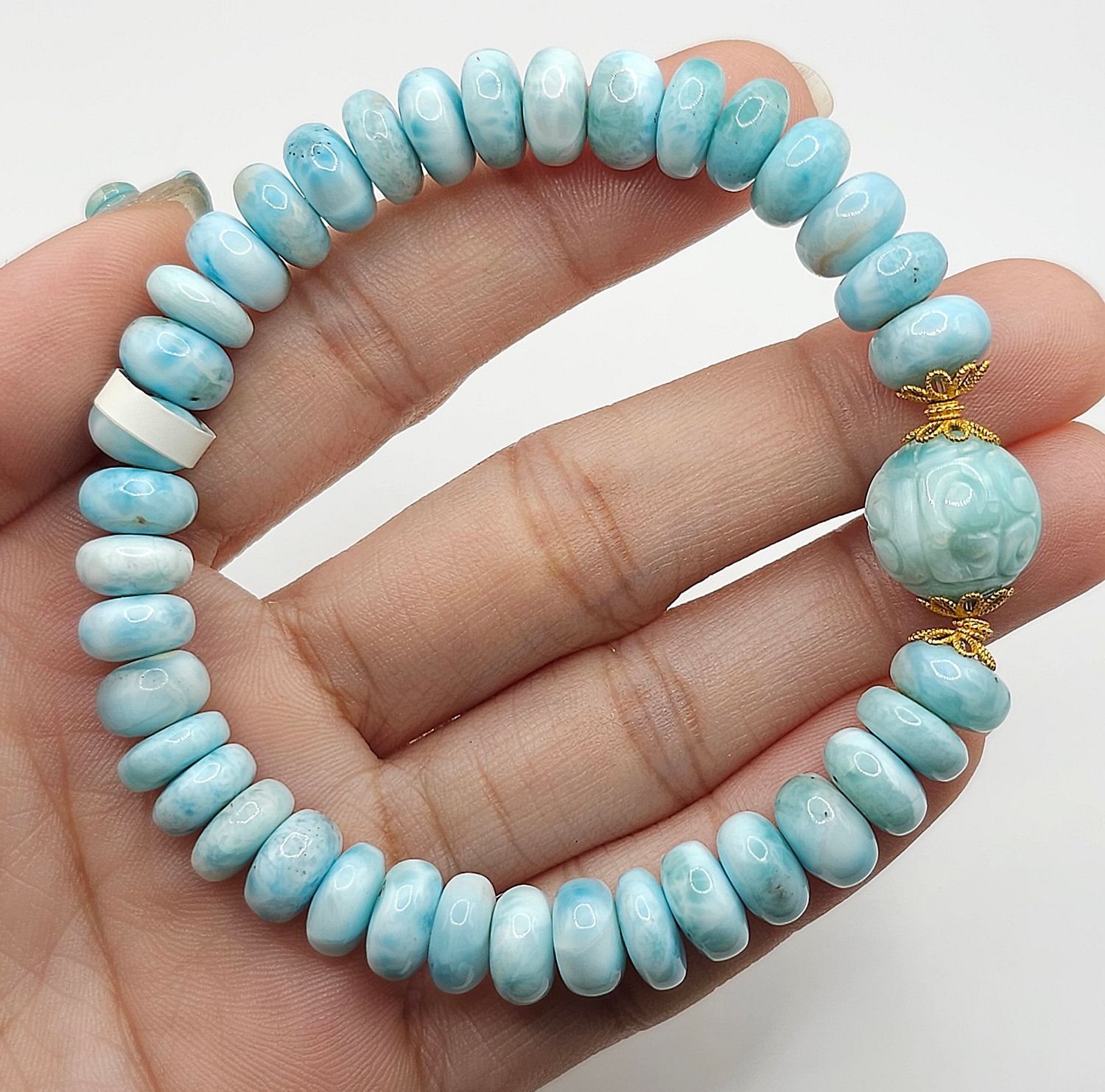 Natural Larimar with Lucky Turn - 18K