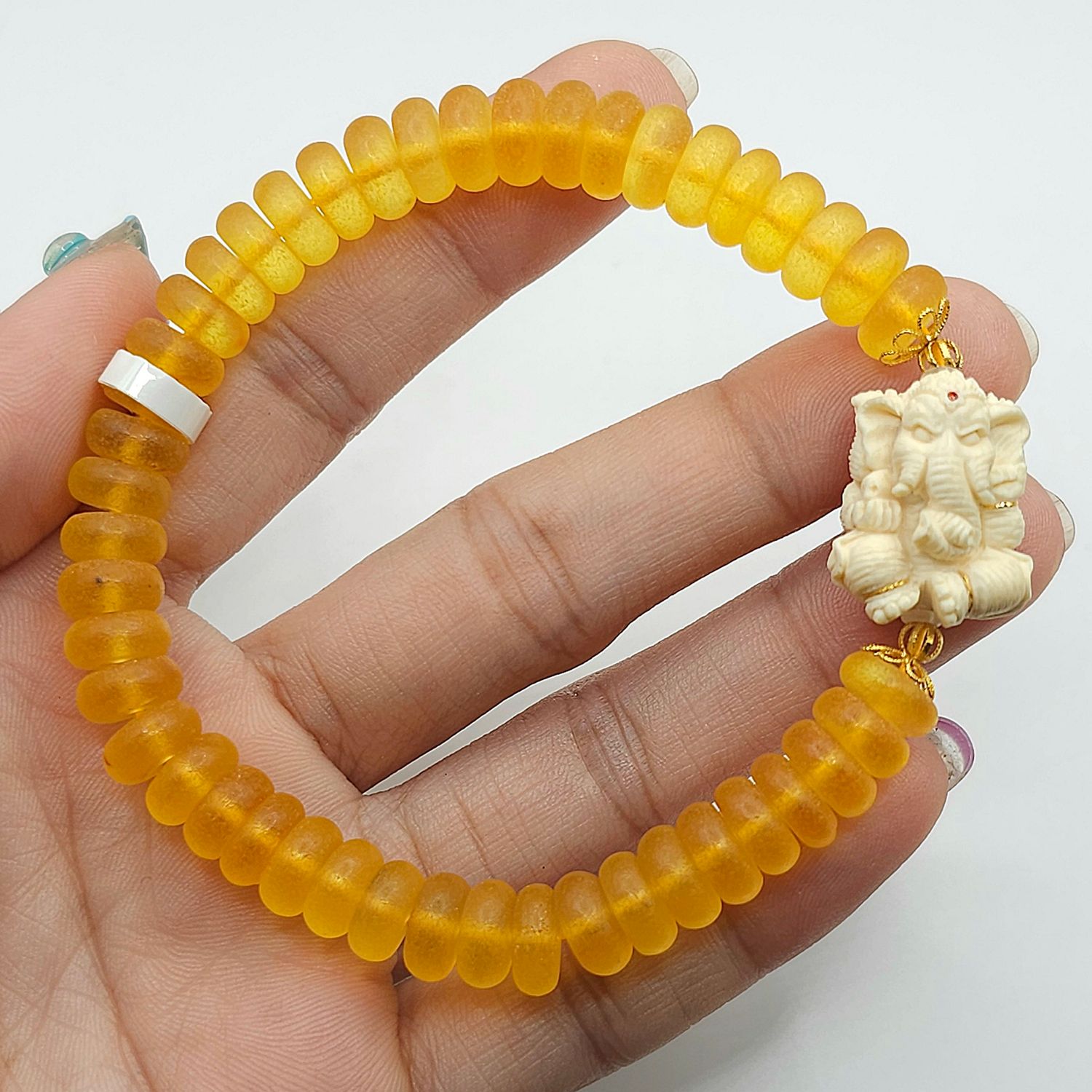 Natural Beeswax Amber x Ganesha Ivory Mammoth - 18k