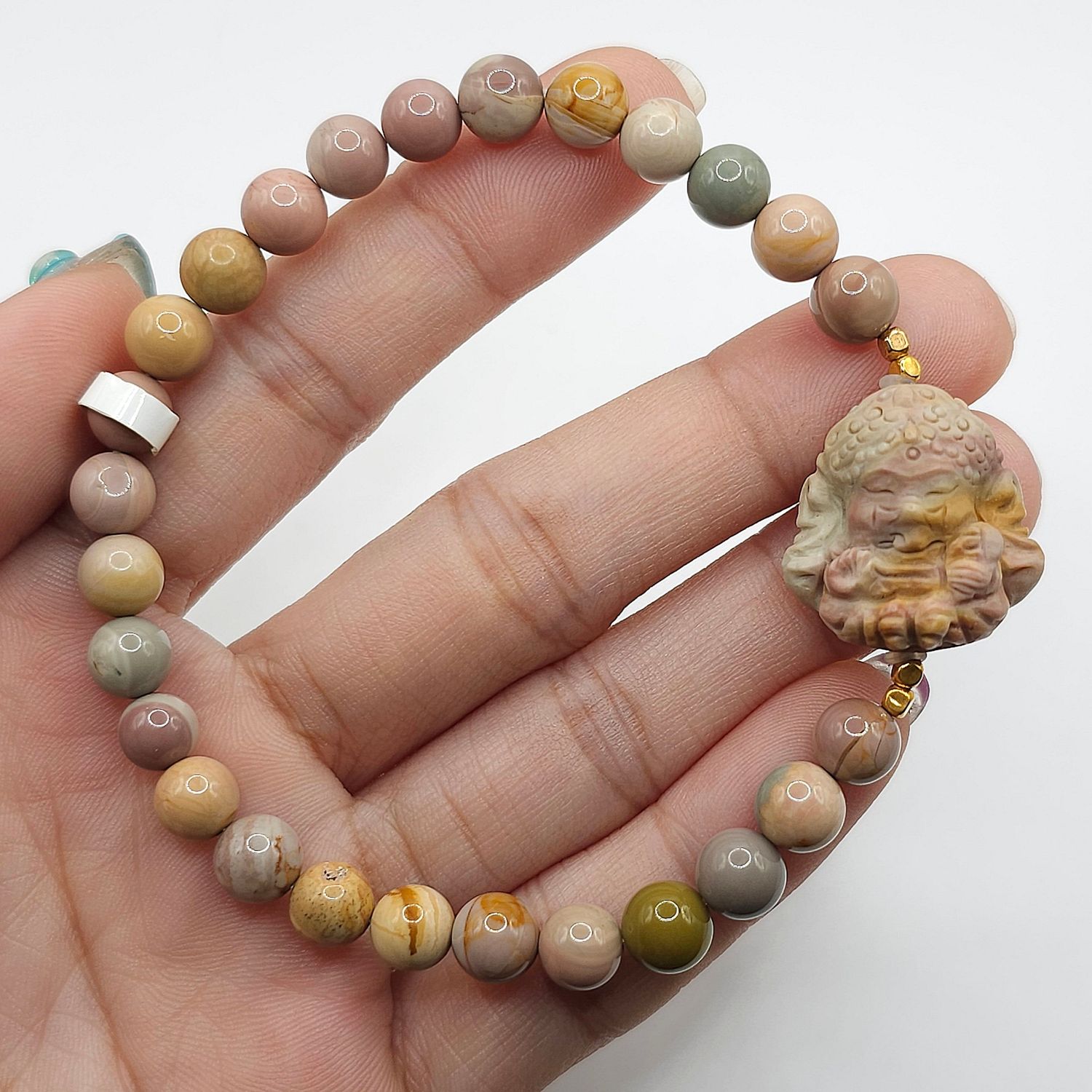 Natural Alashan Agate with Ganesha - 18K