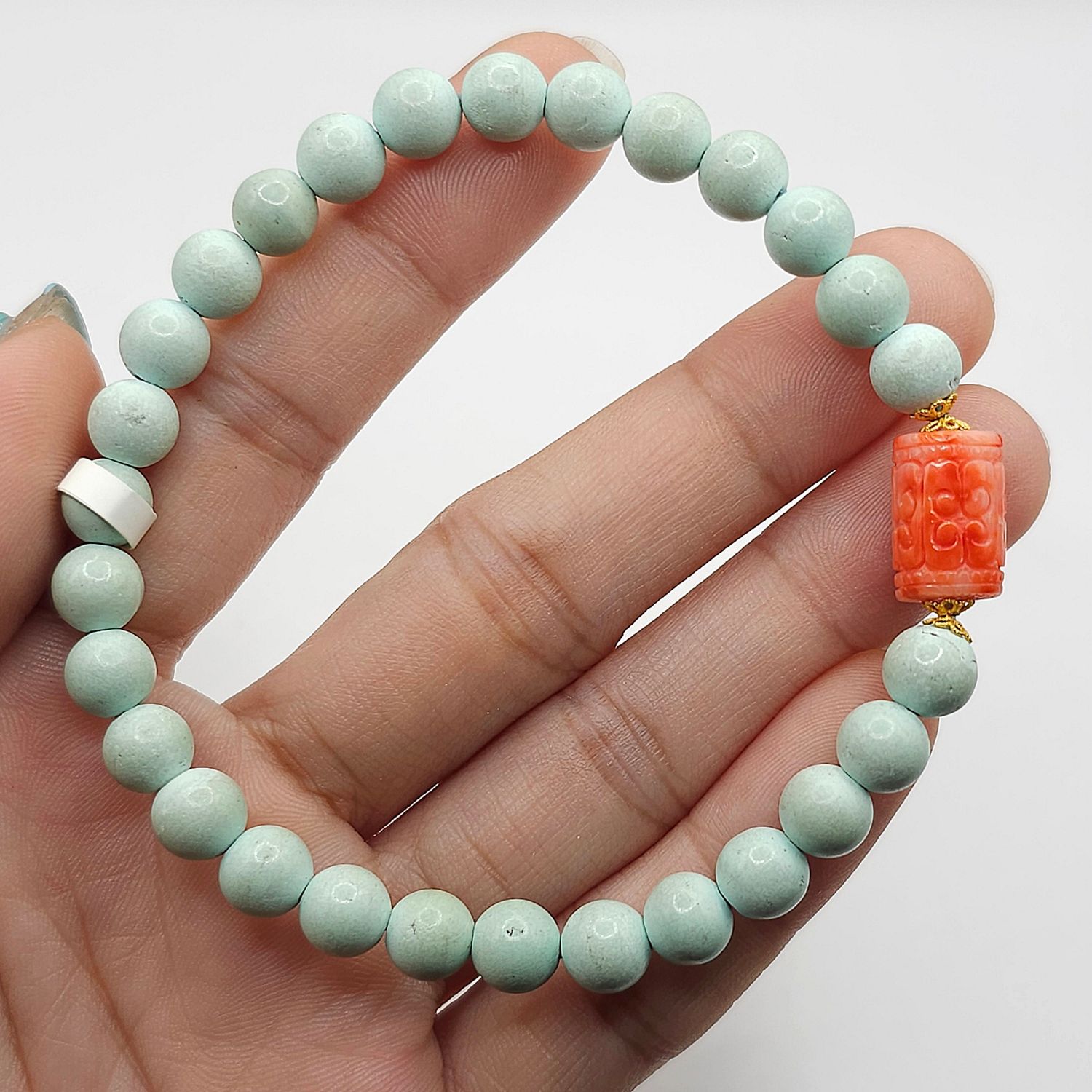 Natural Turquoise x Coral Lucky Turn - 18k