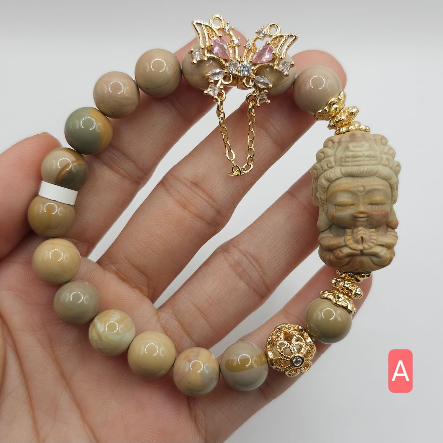 Natural Caramel Alashan Agate with Guanyin