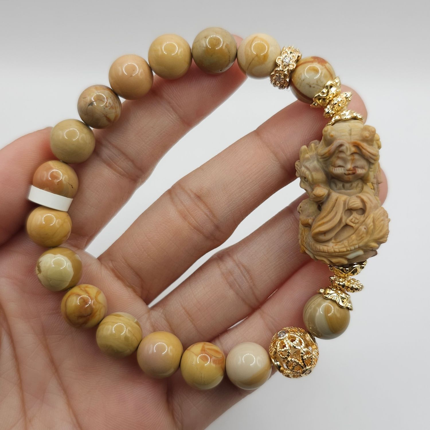 Natural Caramel Alashan Agate with Dragon Princess