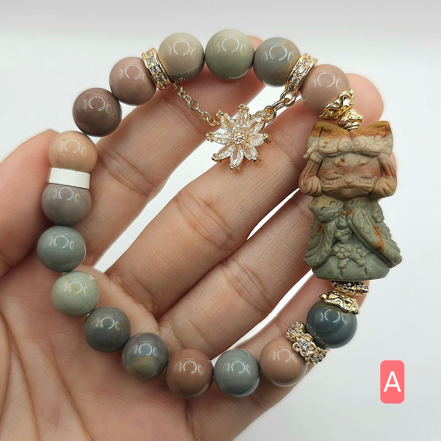 Natural Alashan Agate with Cat Princess