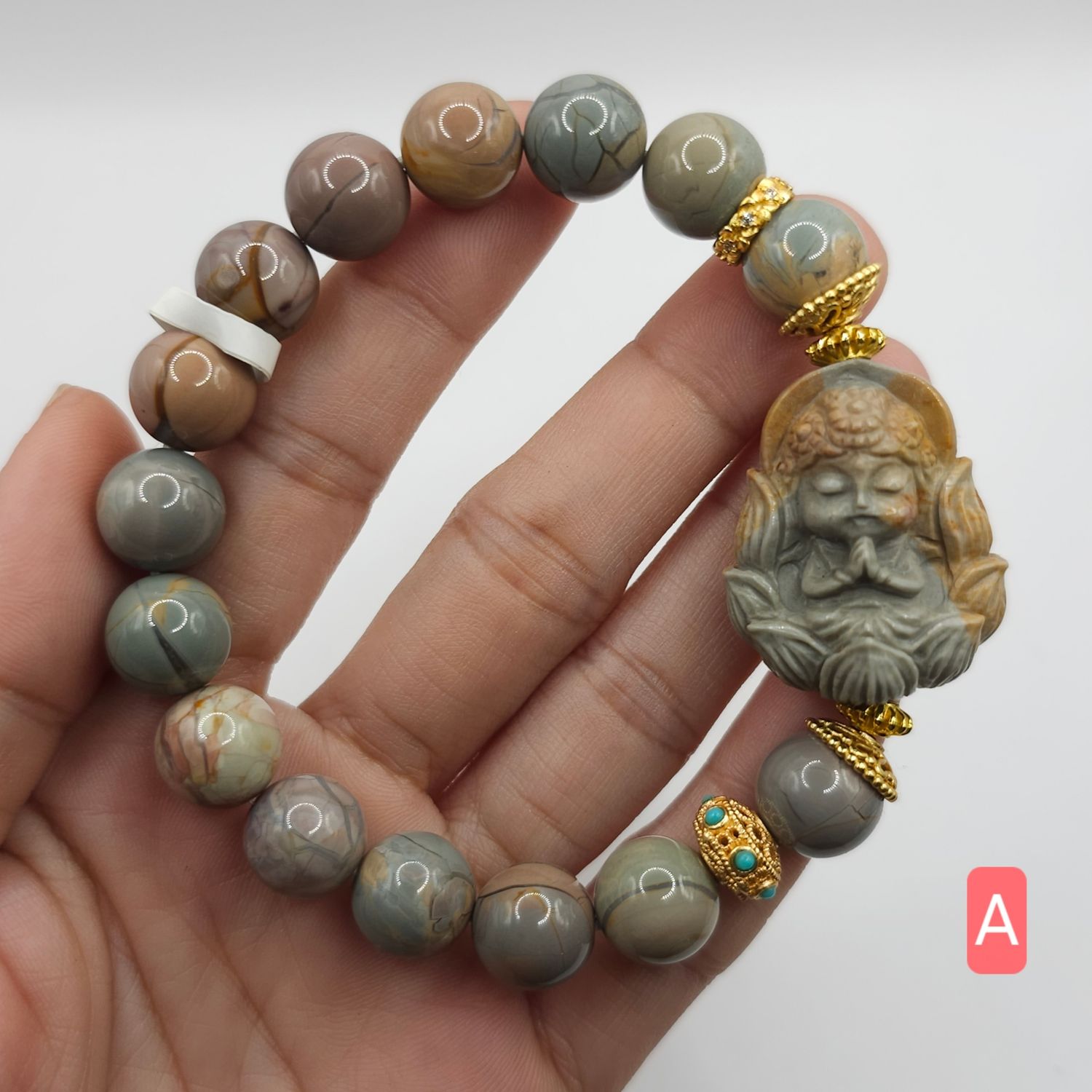 Natural Alashan Agate with Guanyin Buddha