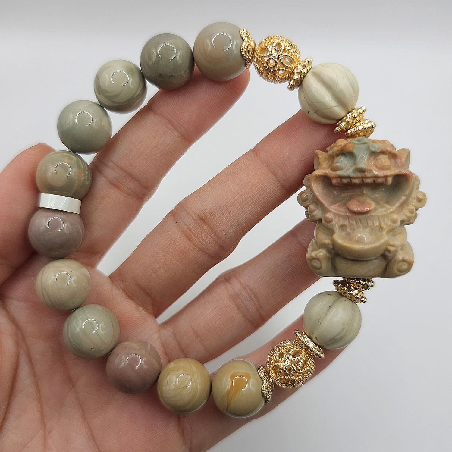 Natural Alashan Agate with Money Eater Pixiu
