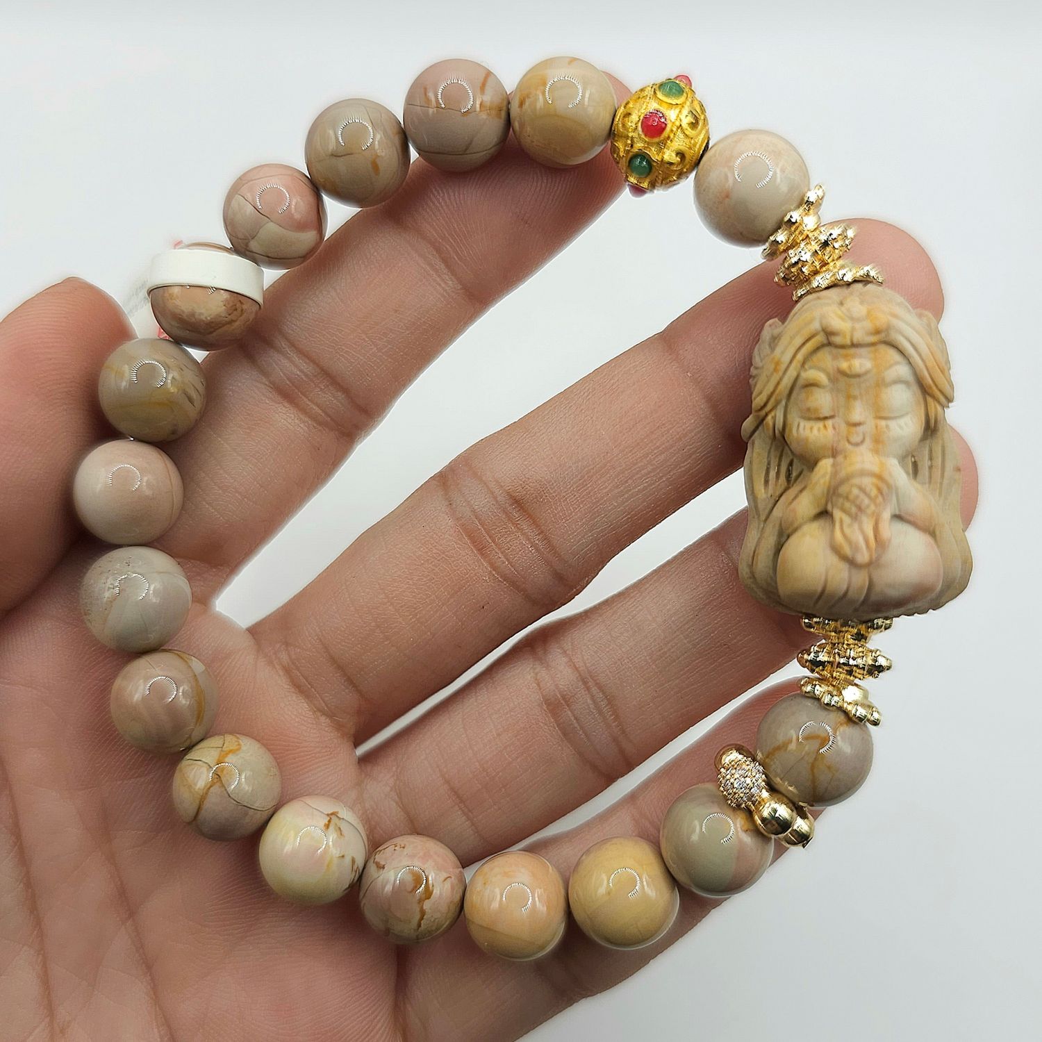 Natural Phantom Alashan Agate with Guanyin