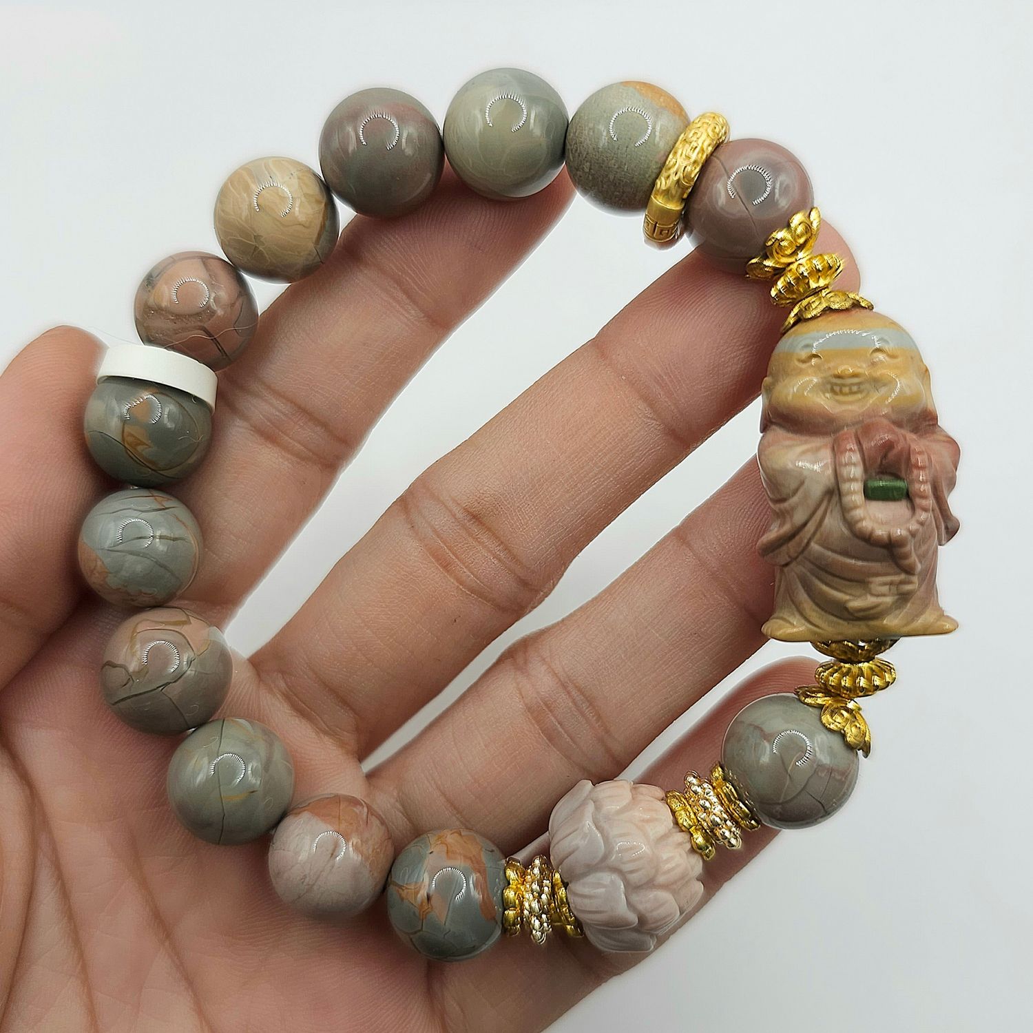 Natural Phantom Alashan Agate with Buddha