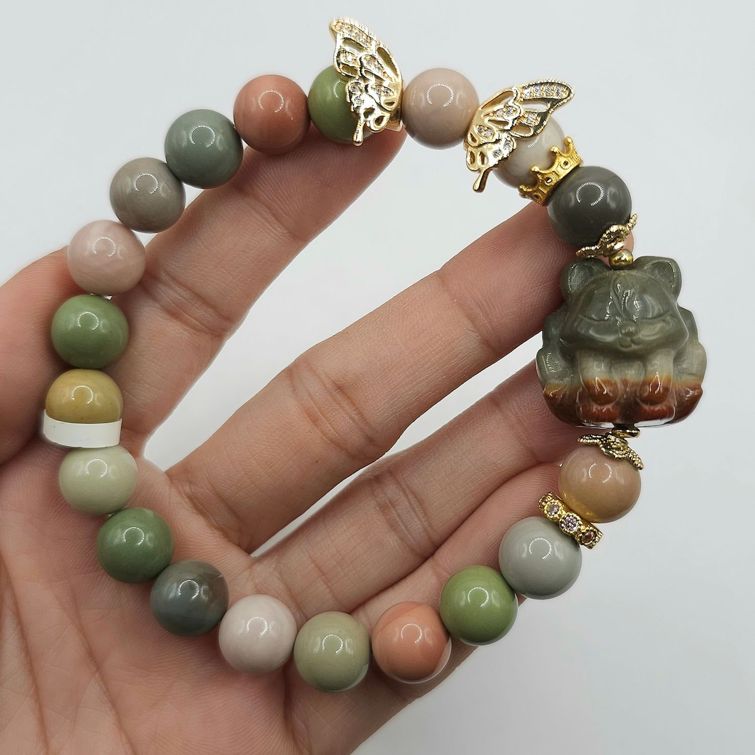 Natural Alashan Agate with 9 Tail Fox
