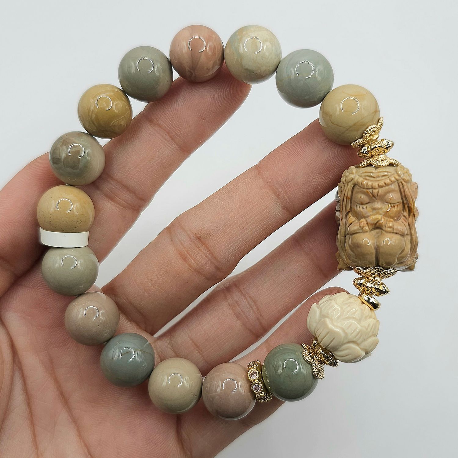 Natural Alashan Agate with 9 Tail Fox Princess