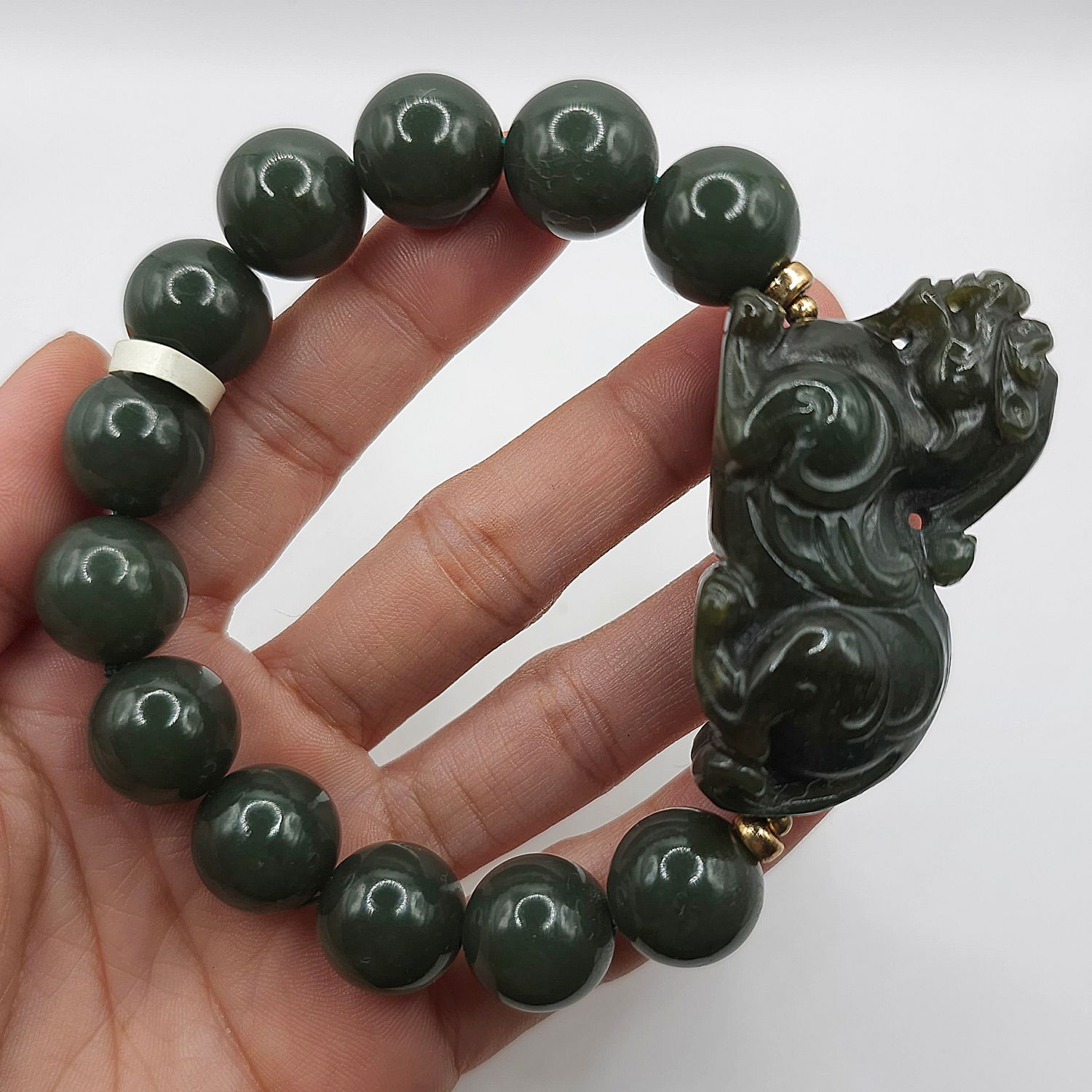 Natural Hetian Jade with Fu Dog Oversized