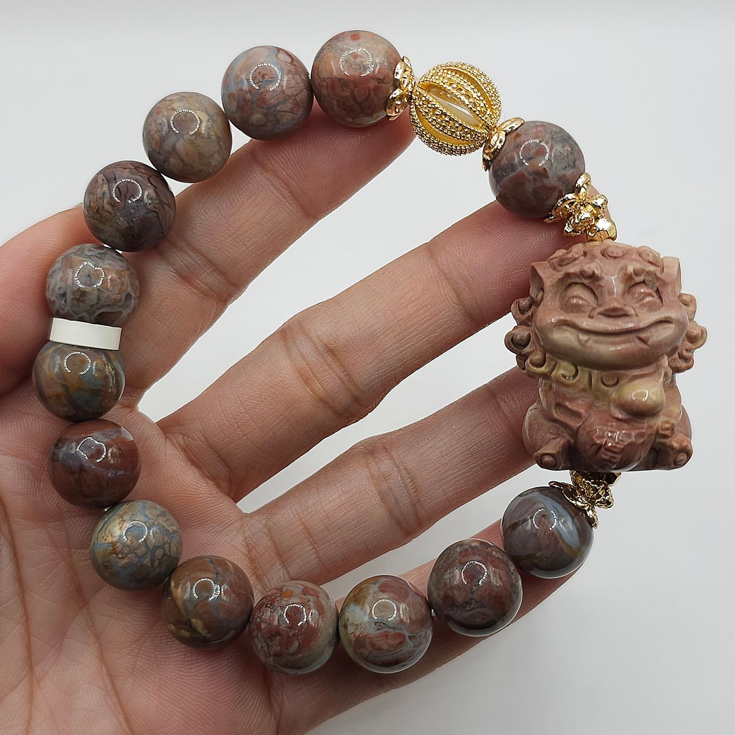 Natural Alashan Agate with Fu Dog