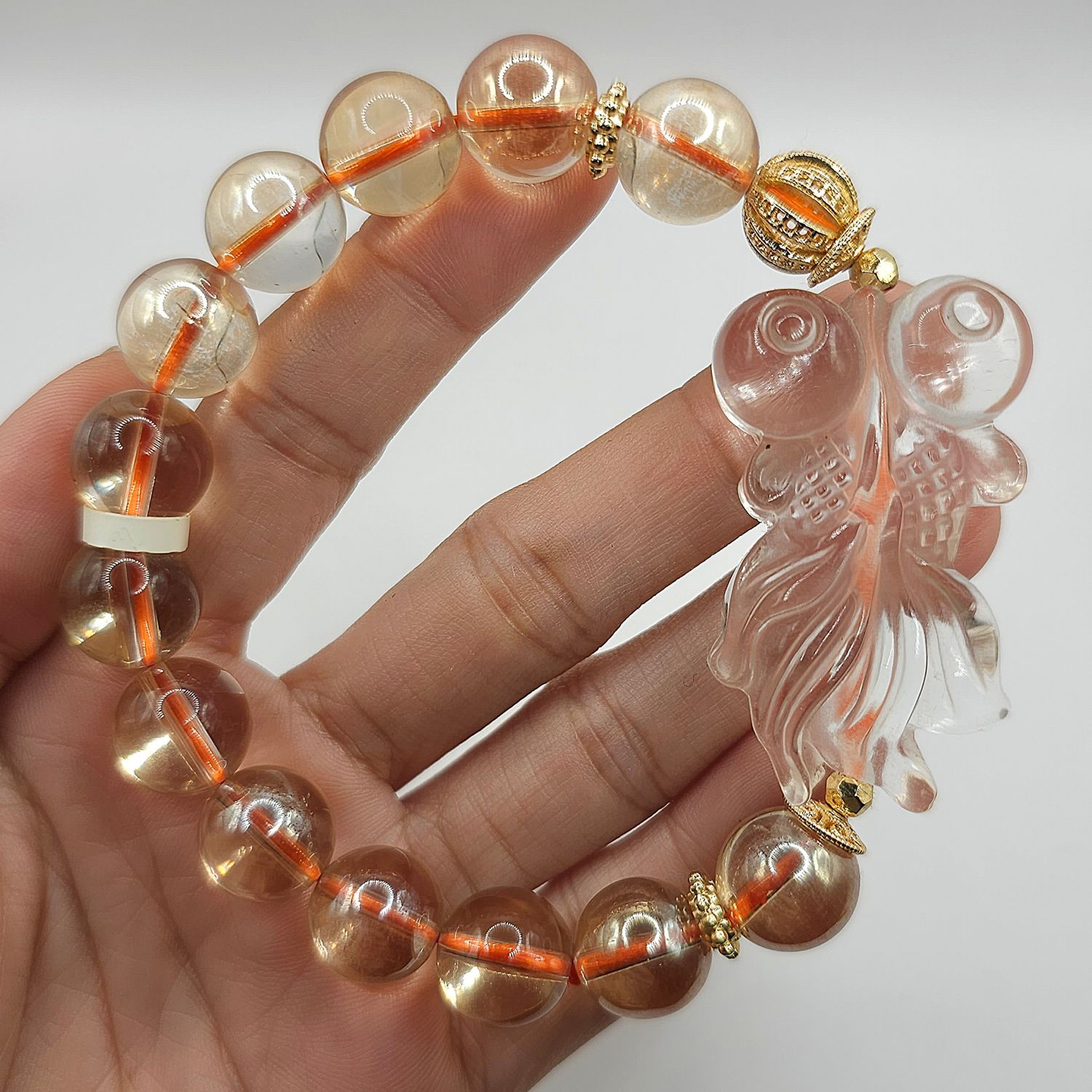 Natural Golden Aura Quartz x Clear Quartz Fish