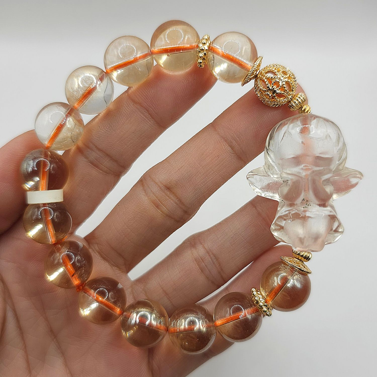 Natural Golden Aura Quartz x Clear Quartz Angel