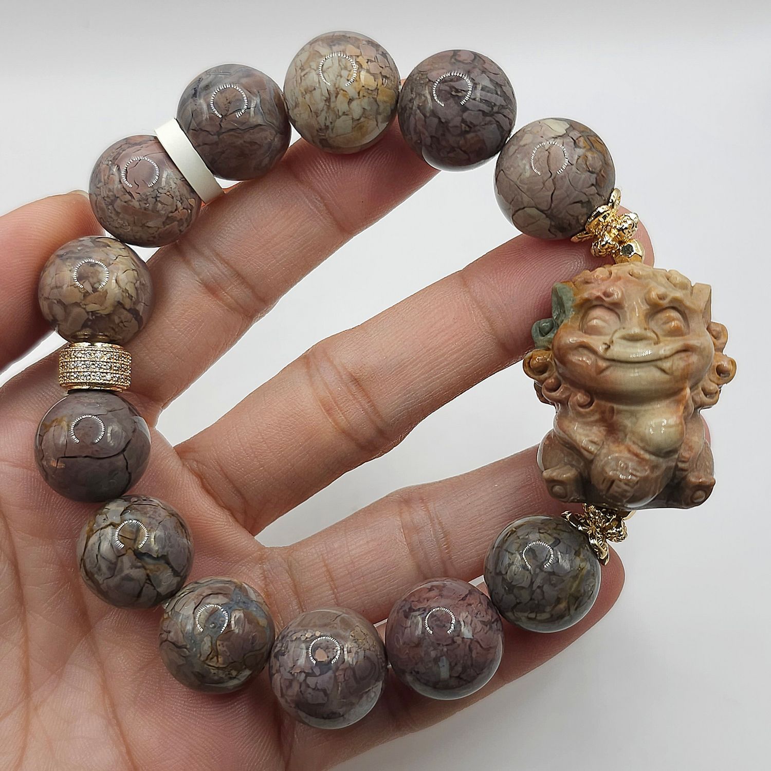 Natural Alashan Agate with Fu Dog