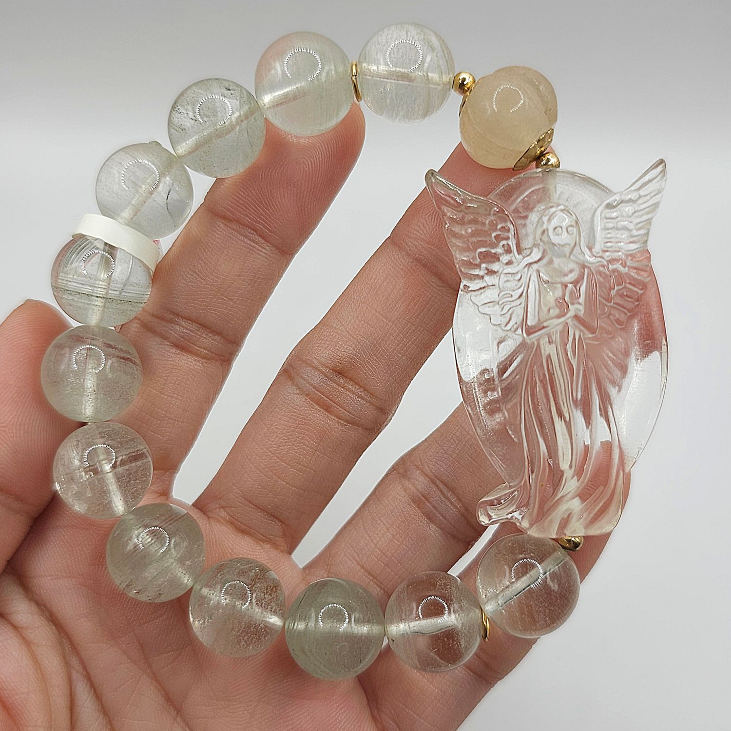 Natural Thousand Layered x Clear Quartz Angel