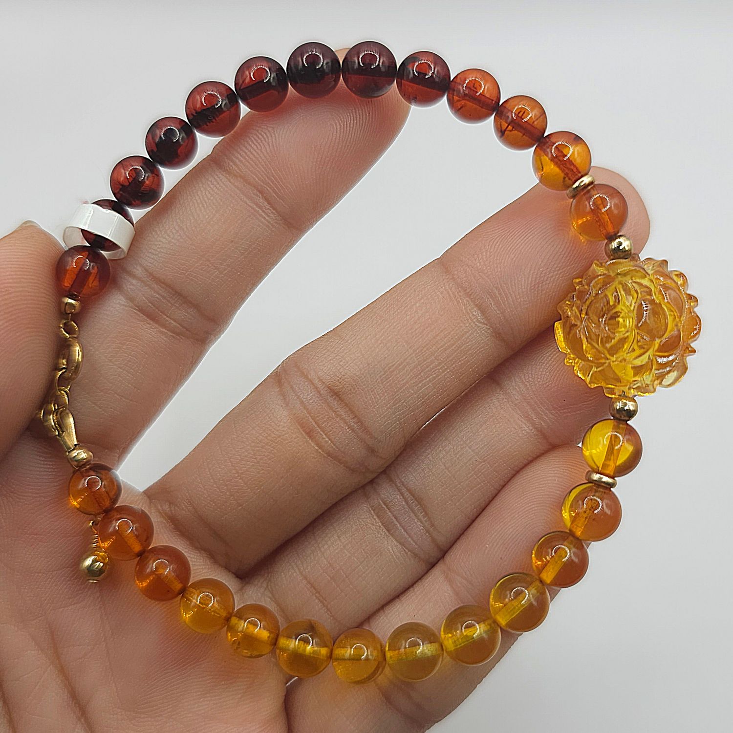 Natural Amber with Flower