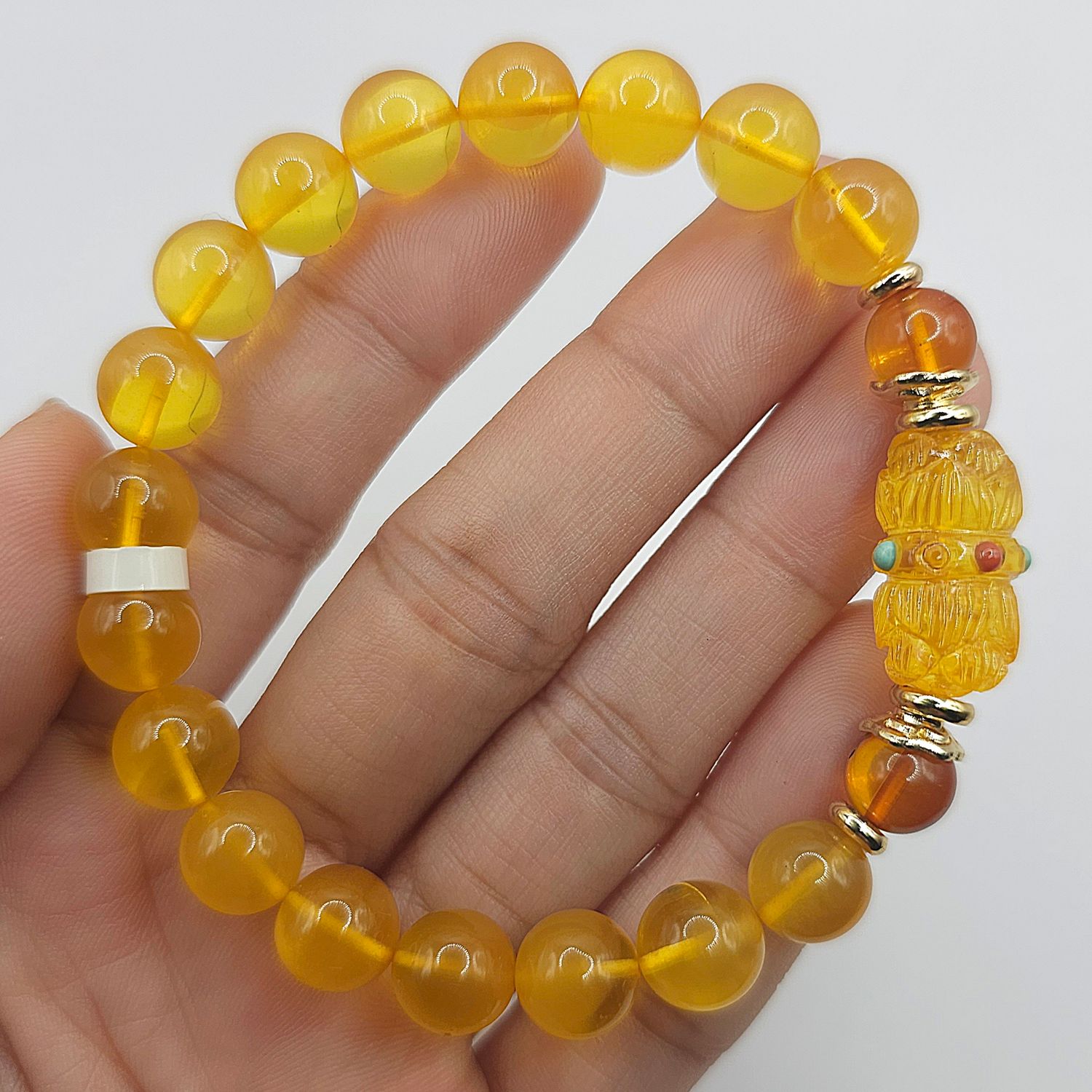 Natural Amber with Double Lotus