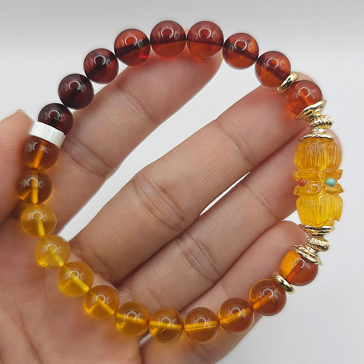 Natural Amber with Double Lotus