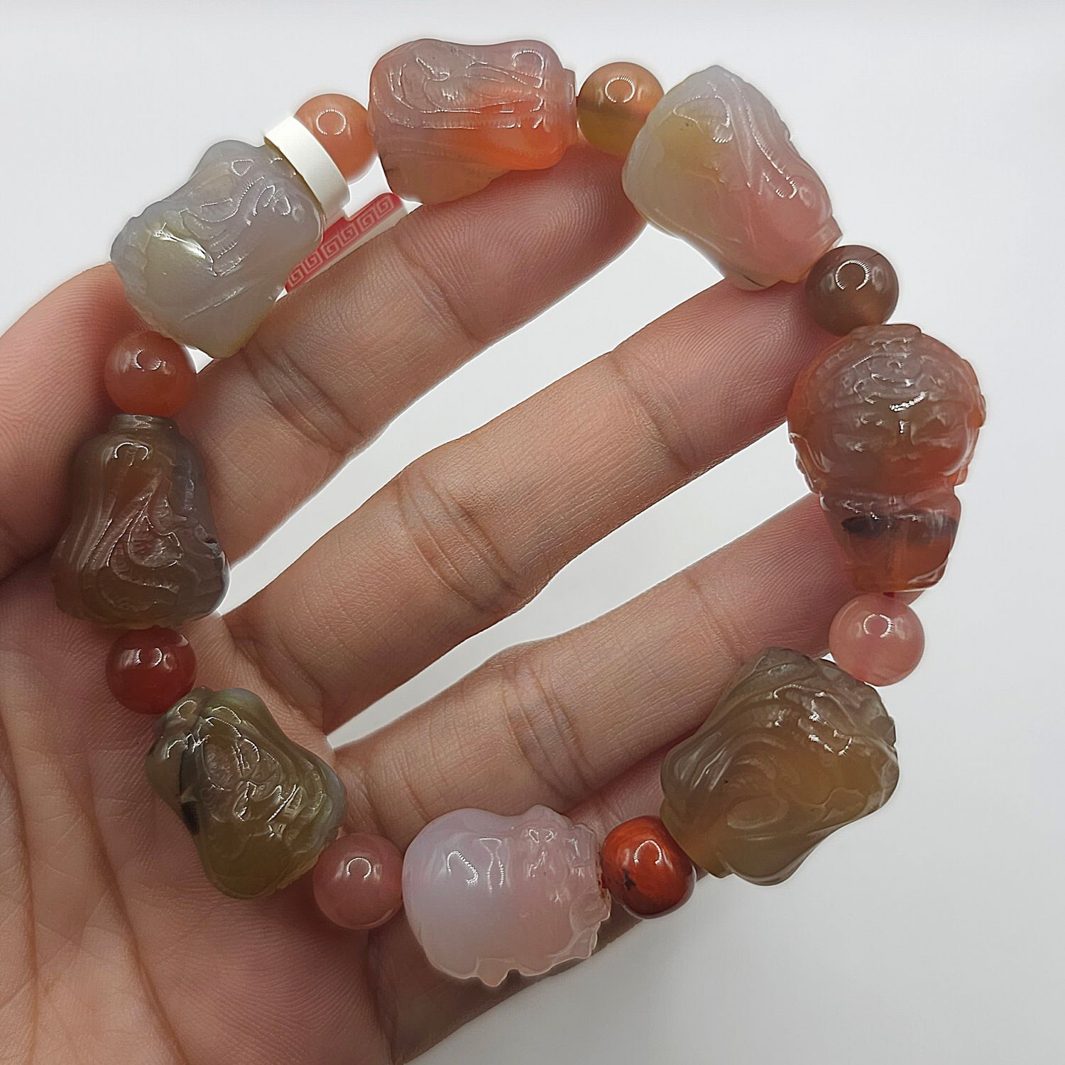 Natural Yan Yuan Agate with Pixiu, Cabbage &amp; Guanyin