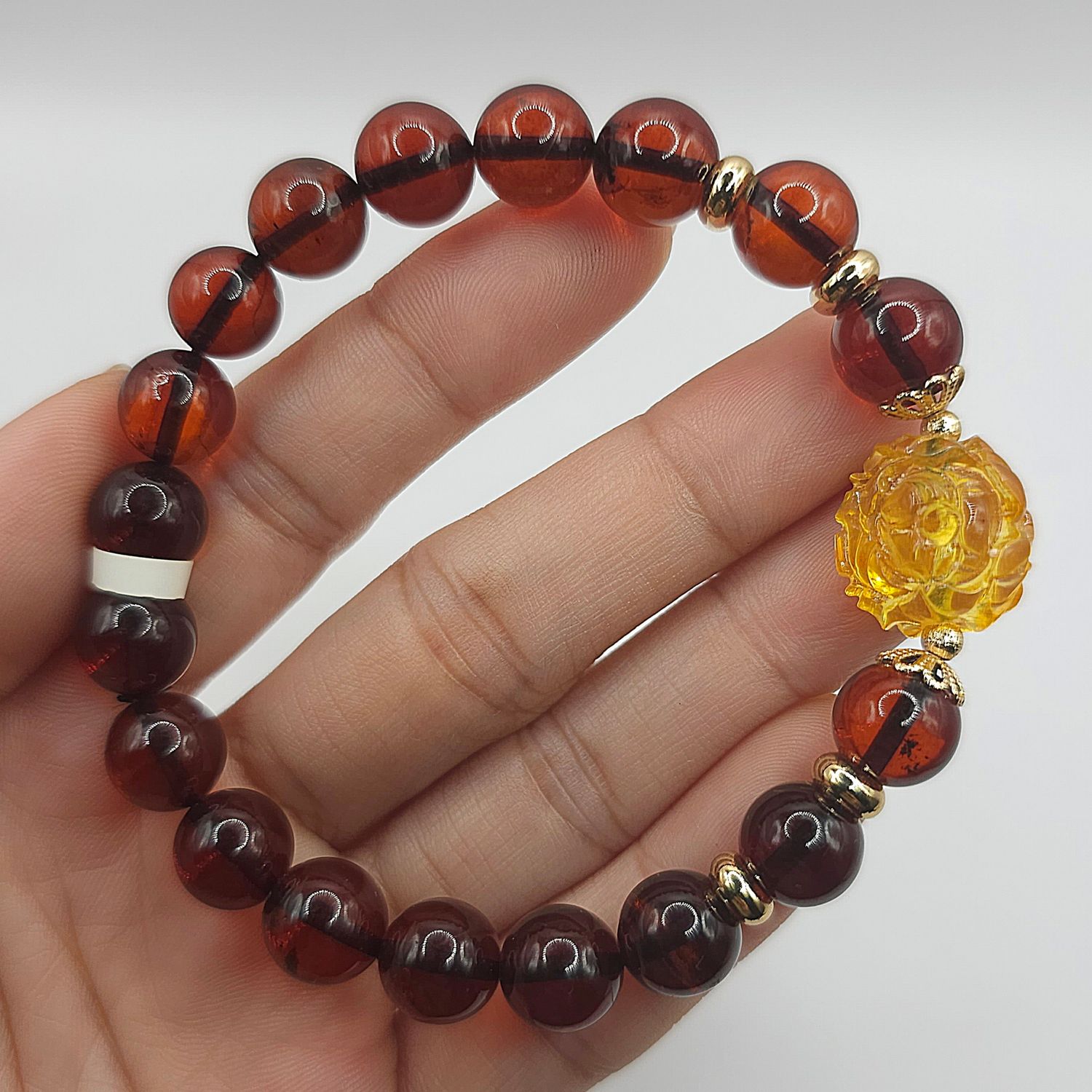 Natural Amber with Flower
