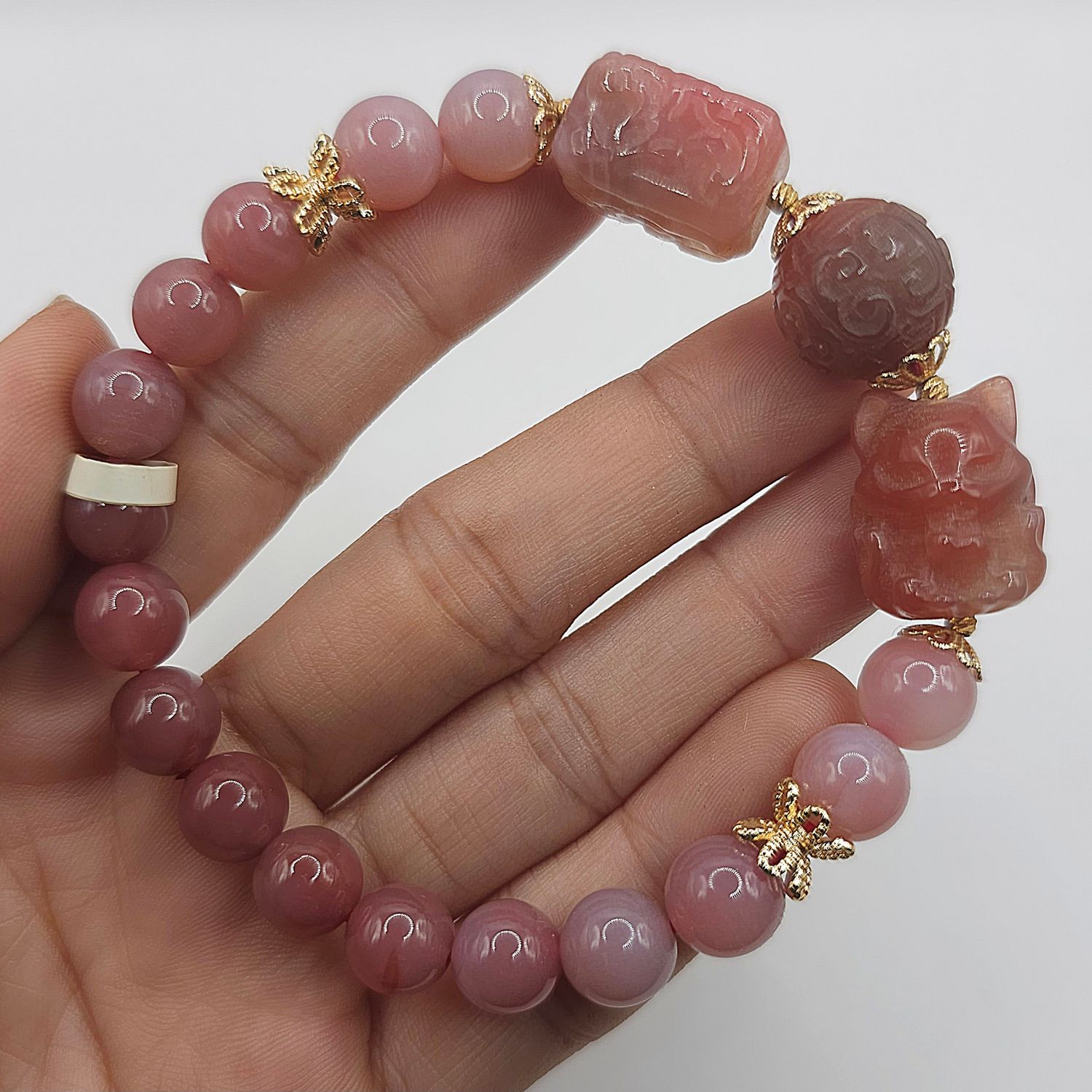 Natural Yan Yuan Agate with 9 Tail Fox &amp; Phoenix