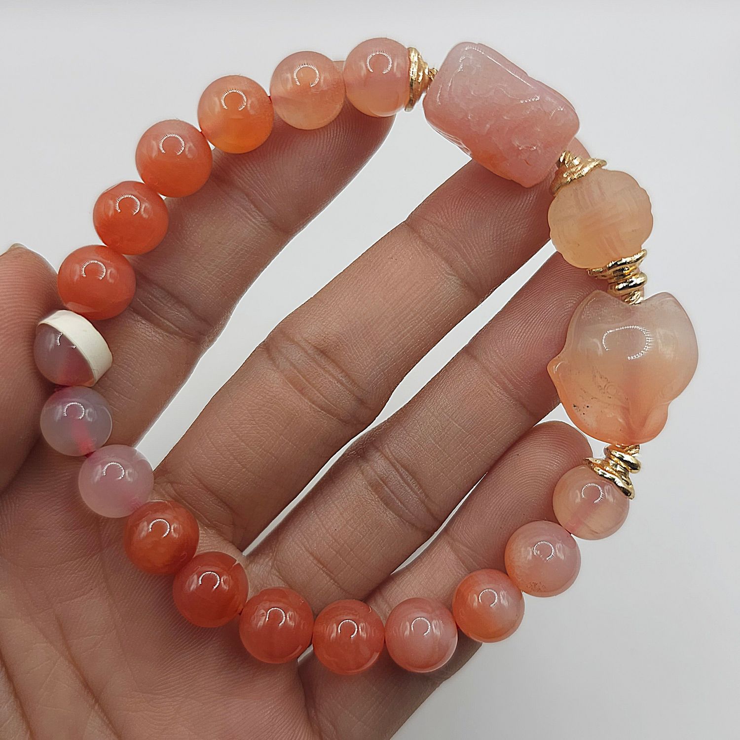 Natural Yan Yuan Agate with 9 Tail Fox &amp; Phoenix