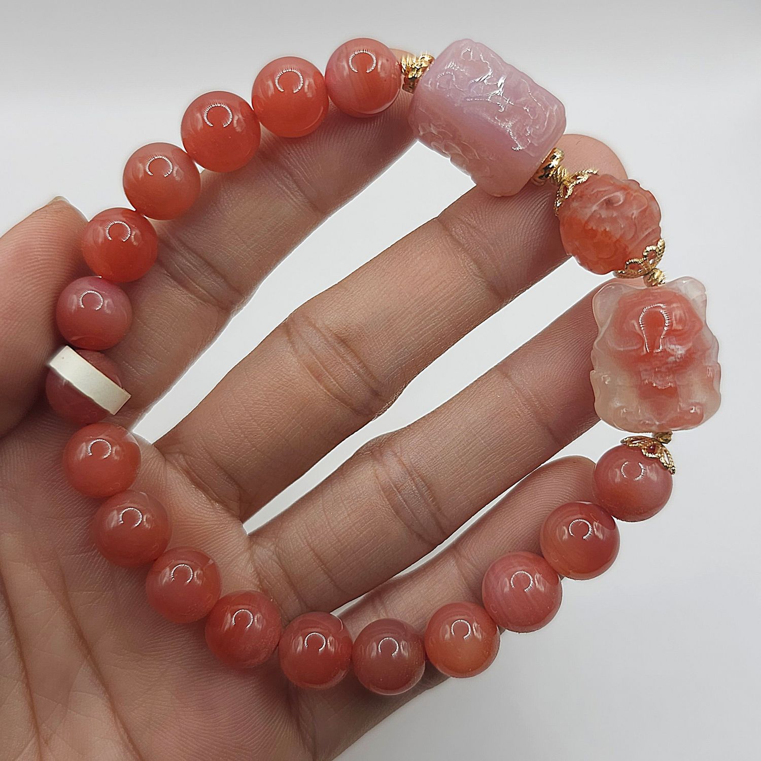 Natural Yan Yuan Agate with 9 Tail Fox &amp; Phoenix
