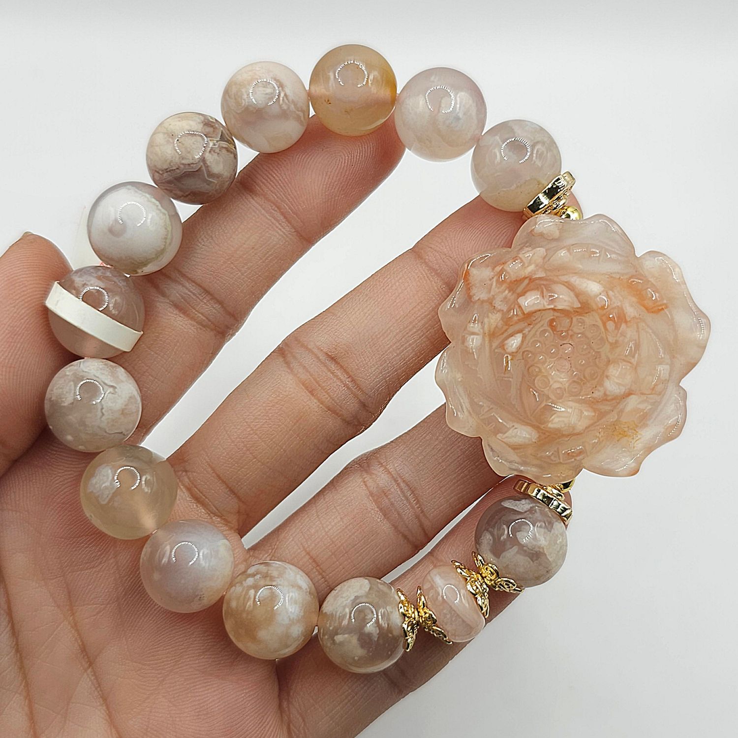 Natural Sakura Agate with Flower