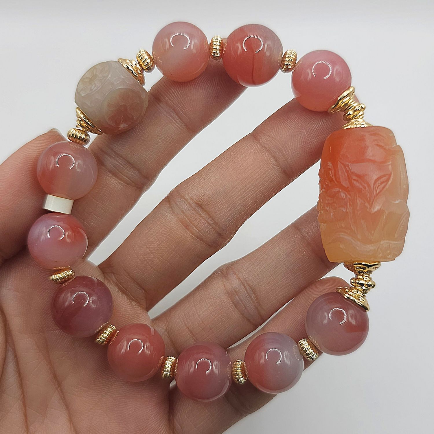 Natural Yan Yuan Agate with 9 Tail Fox
