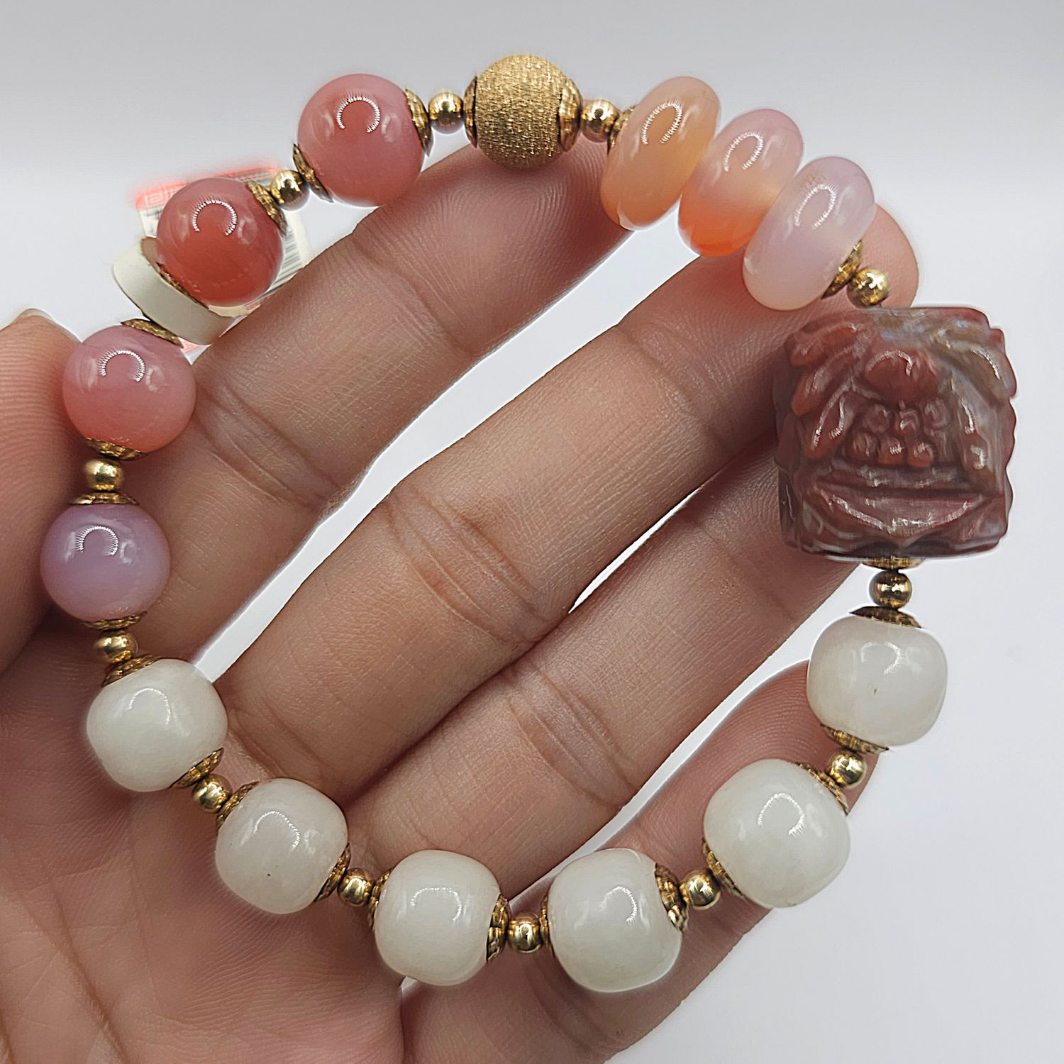 Natural Yan Yuan Agate &amp; Hetian Jade with Phoenix