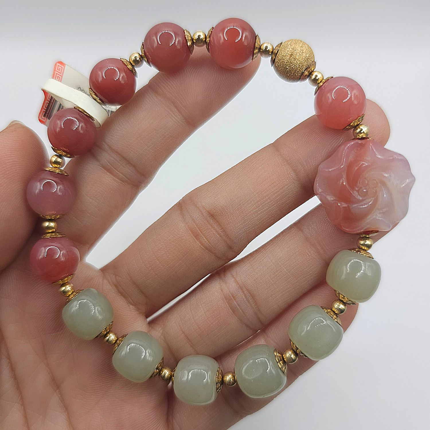 Natural Yan Yuan &amp; Hetian Jade with Flower