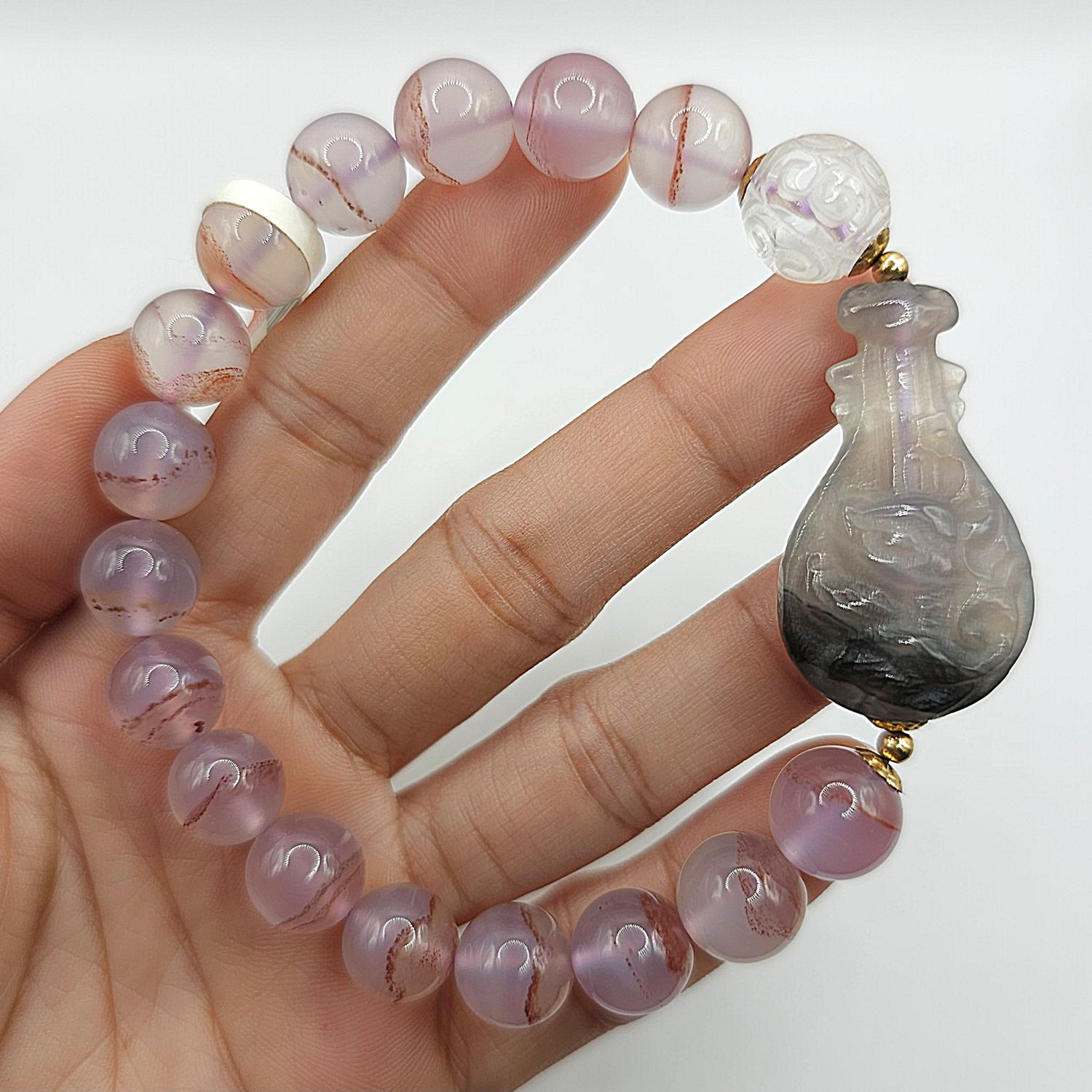 Natural Ice Purple Cinnabar with Wu Lu &amp; Lucky Turn