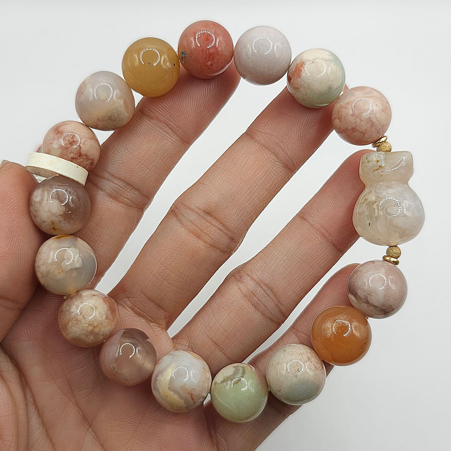 Natural Sakura Agate with Money Bag