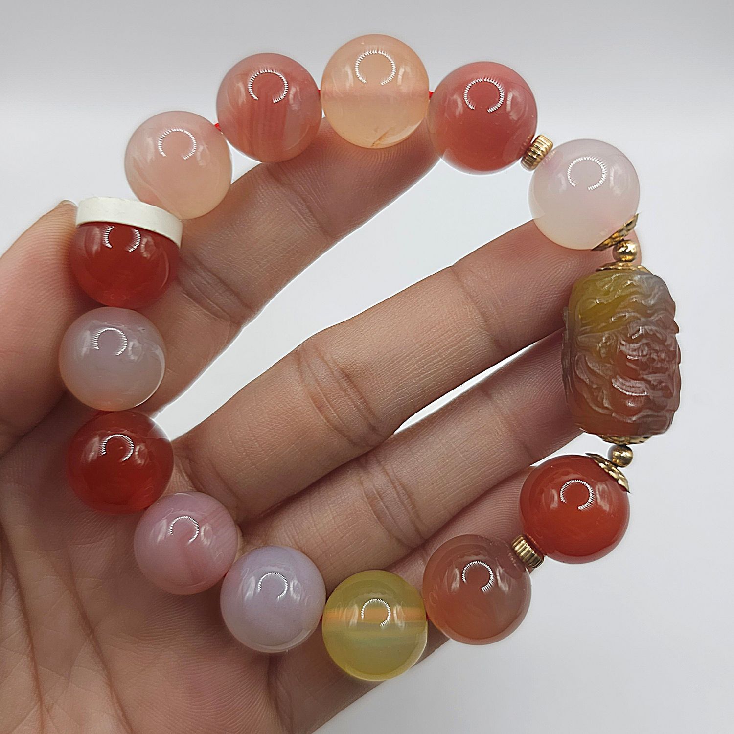 Natural Yan Yuan Agate with Lotus Carving