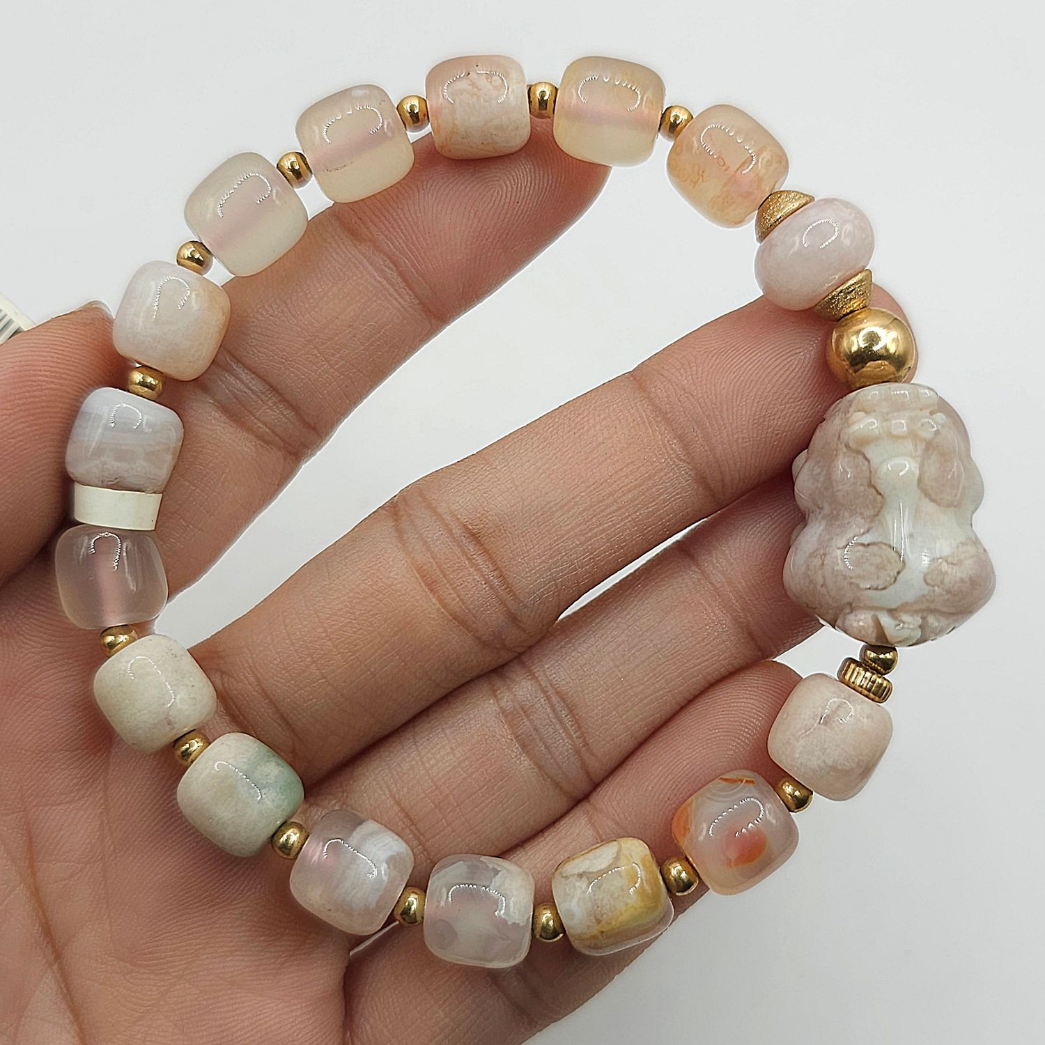 Natural Sakura Agate with Pixiu