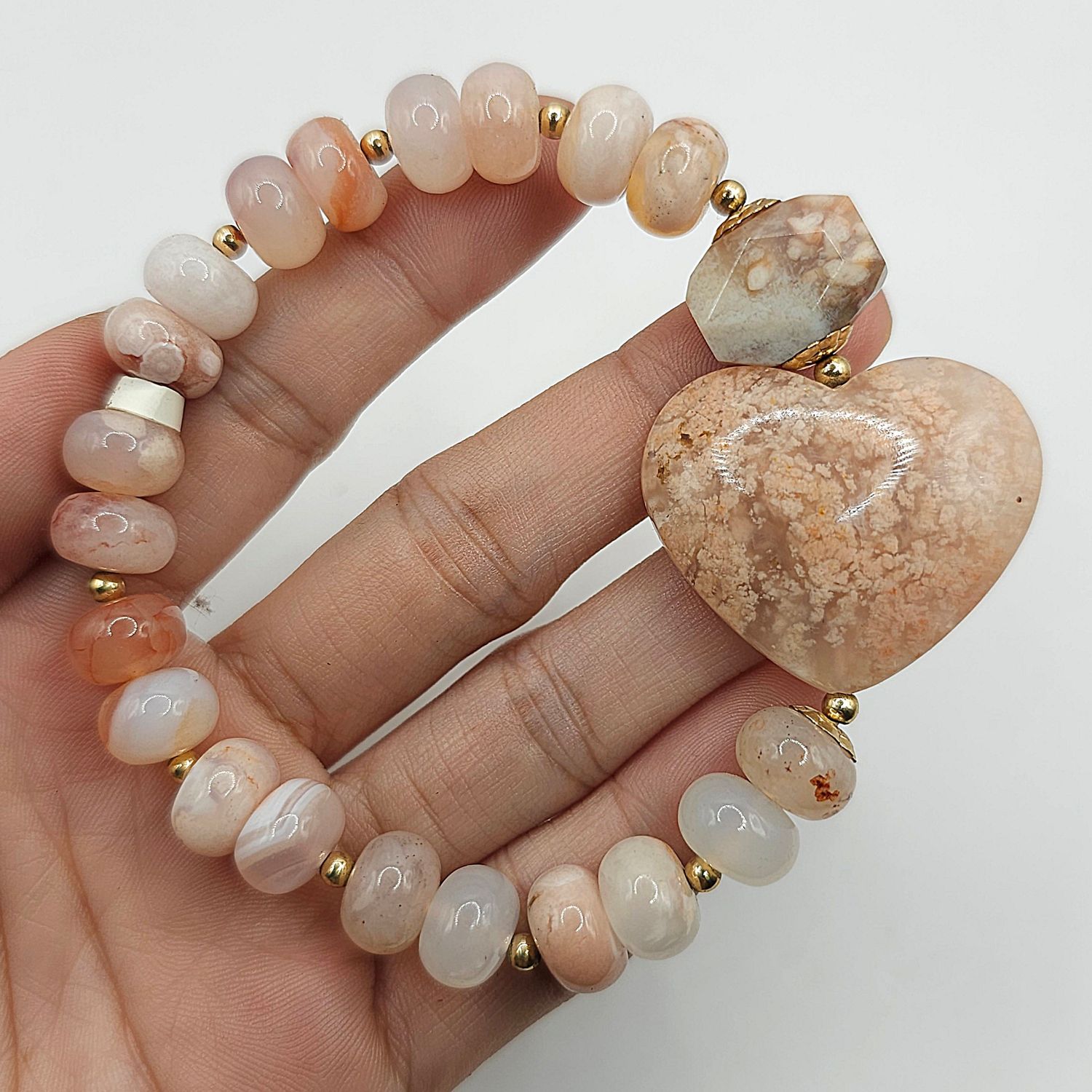 Natural Sakura Agate with Heart