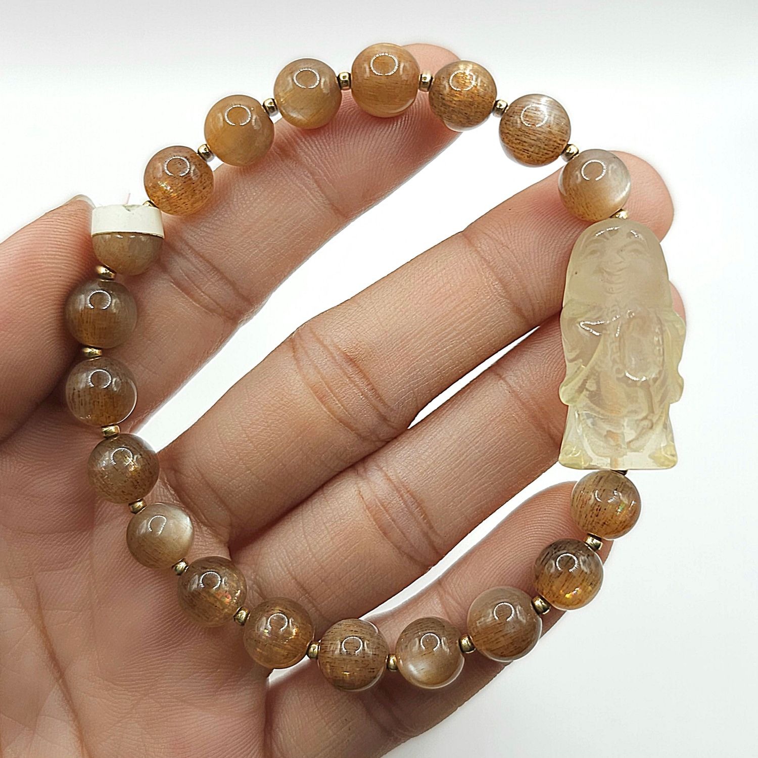 Natural Golden Black Sunstone x Citrine Buddha