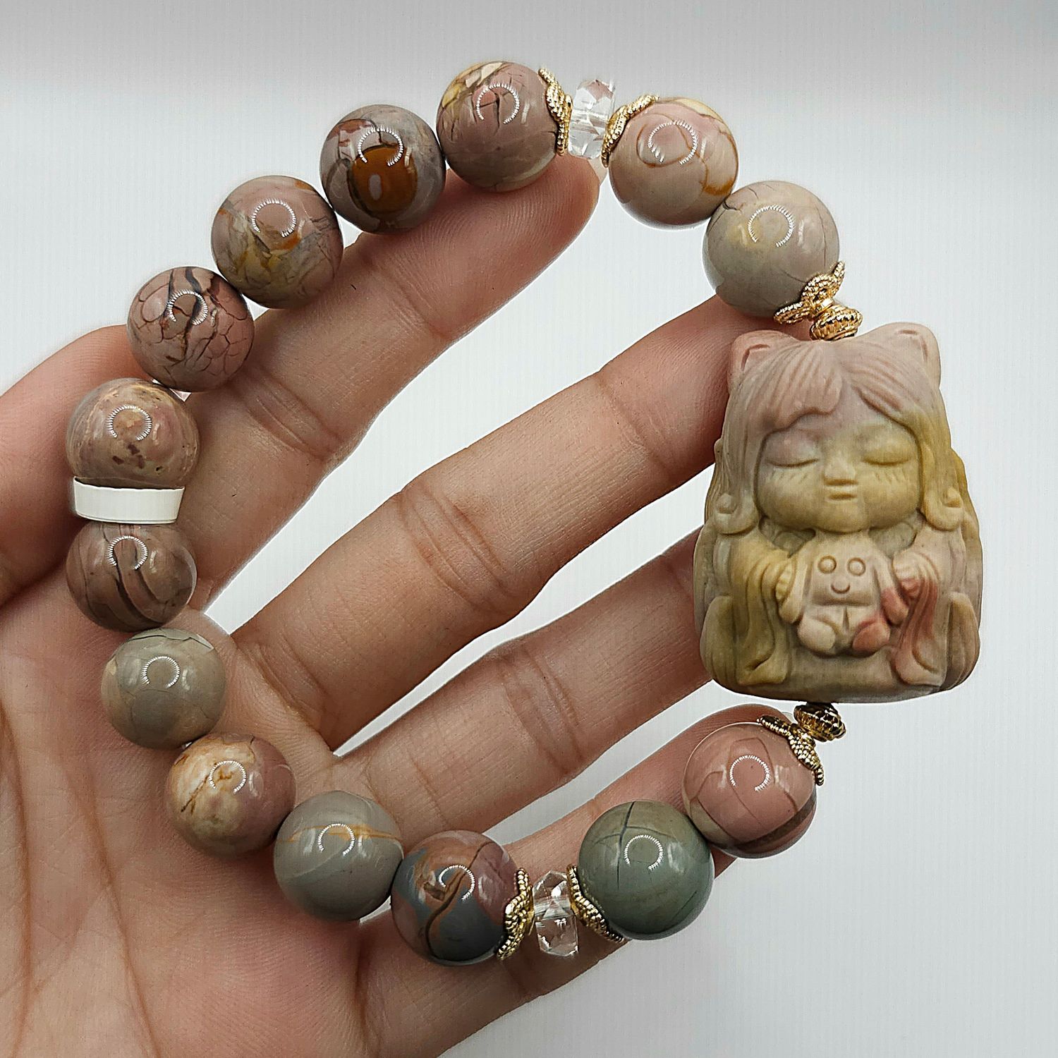 Natural Phantom Alashan Agate with 9 Tail Princess