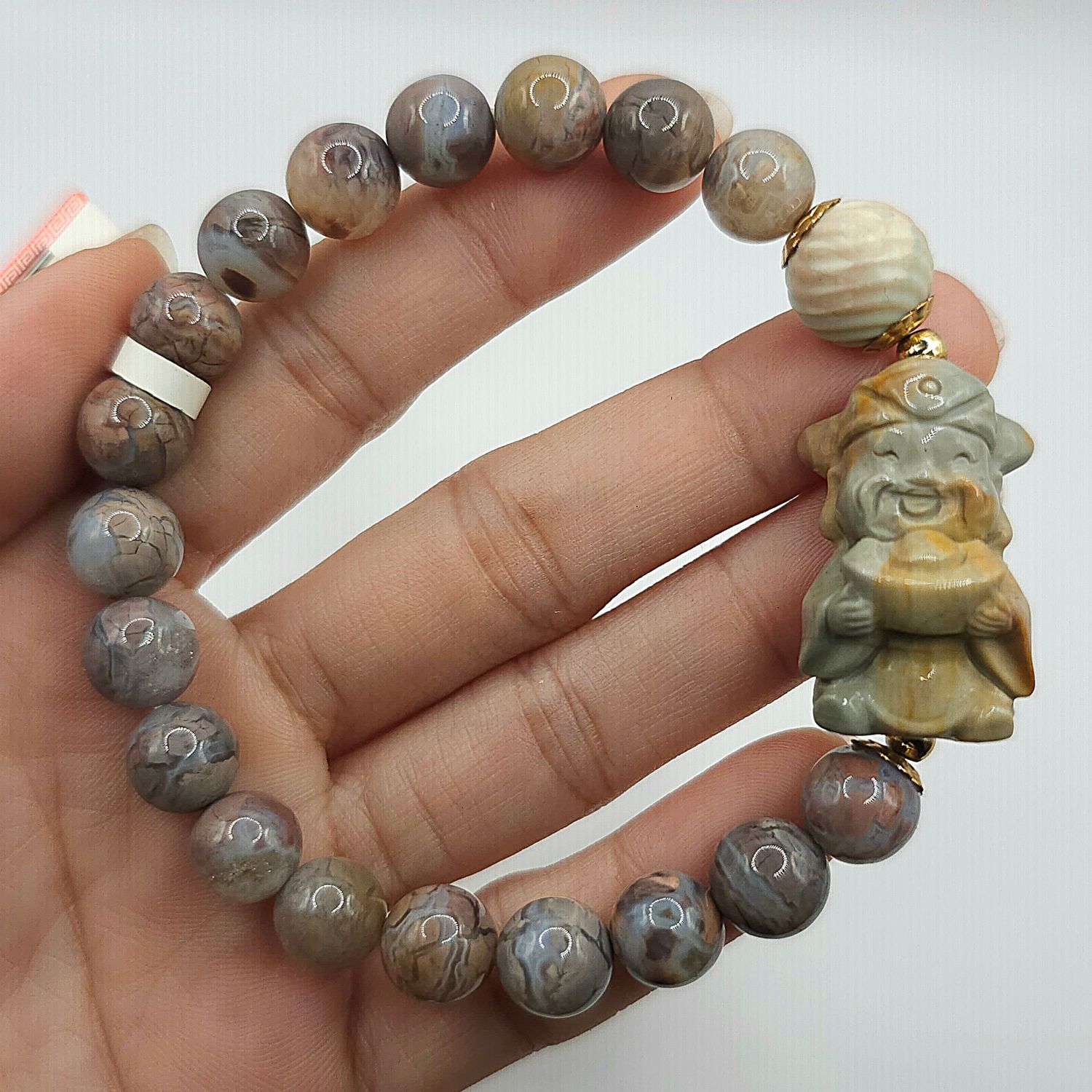 Natural Alashan Agate with God of Wealth