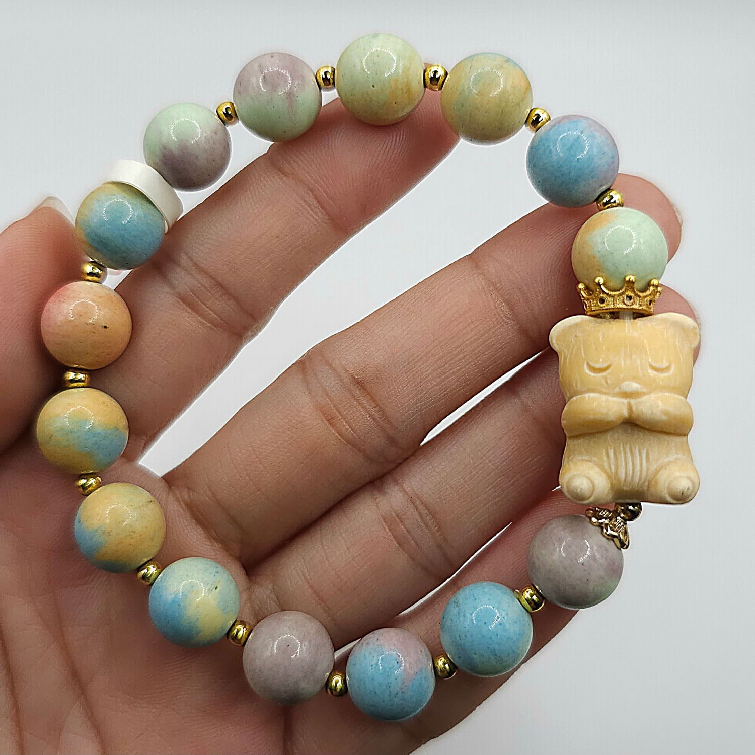 Natural Rainbow Alashan Agate with Bear