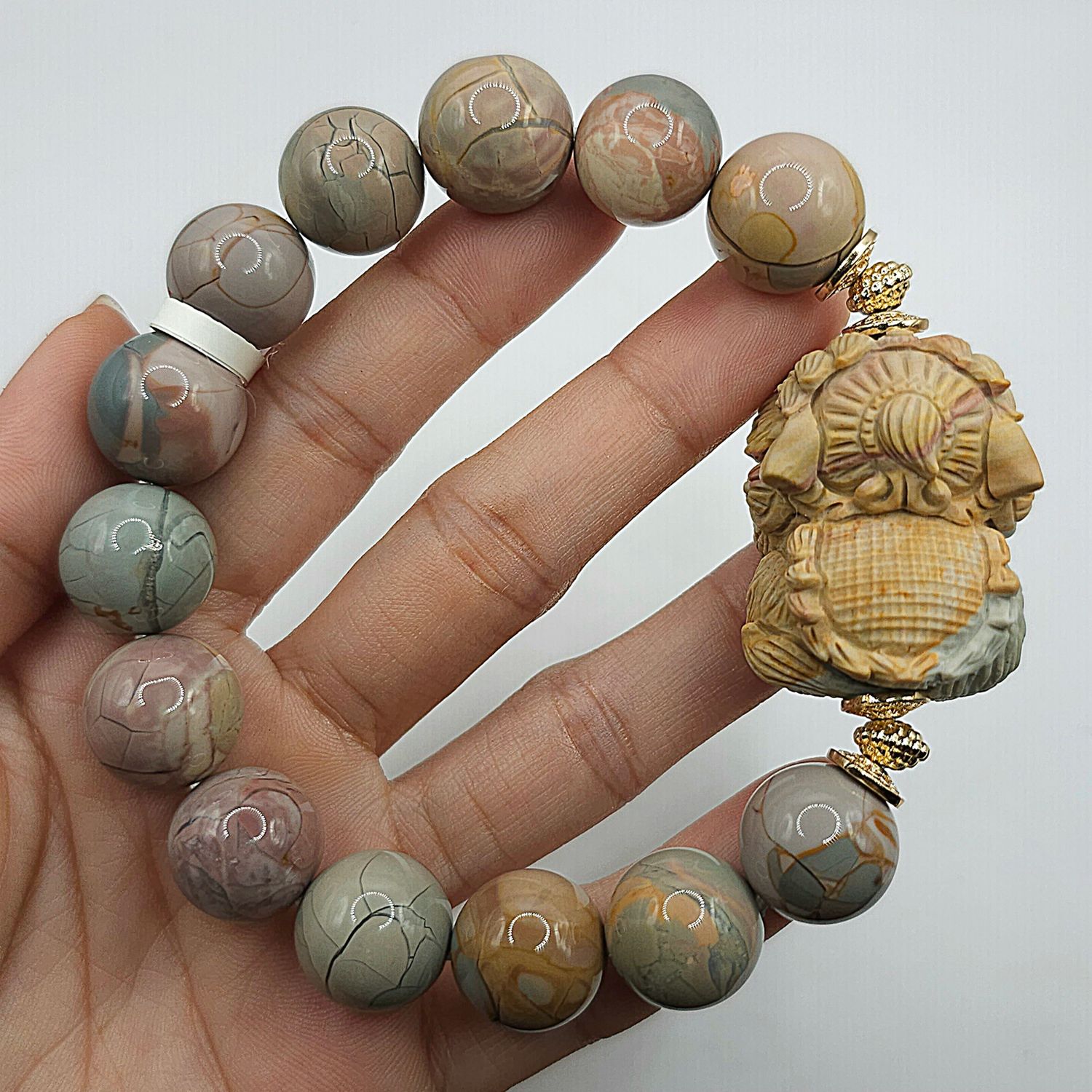 Natural Phantom Alashan Agate with Lion