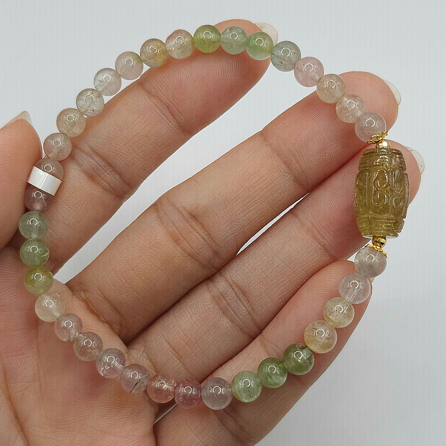 Natural Ice Cream Tourmaline with Lucky Turn - 18K