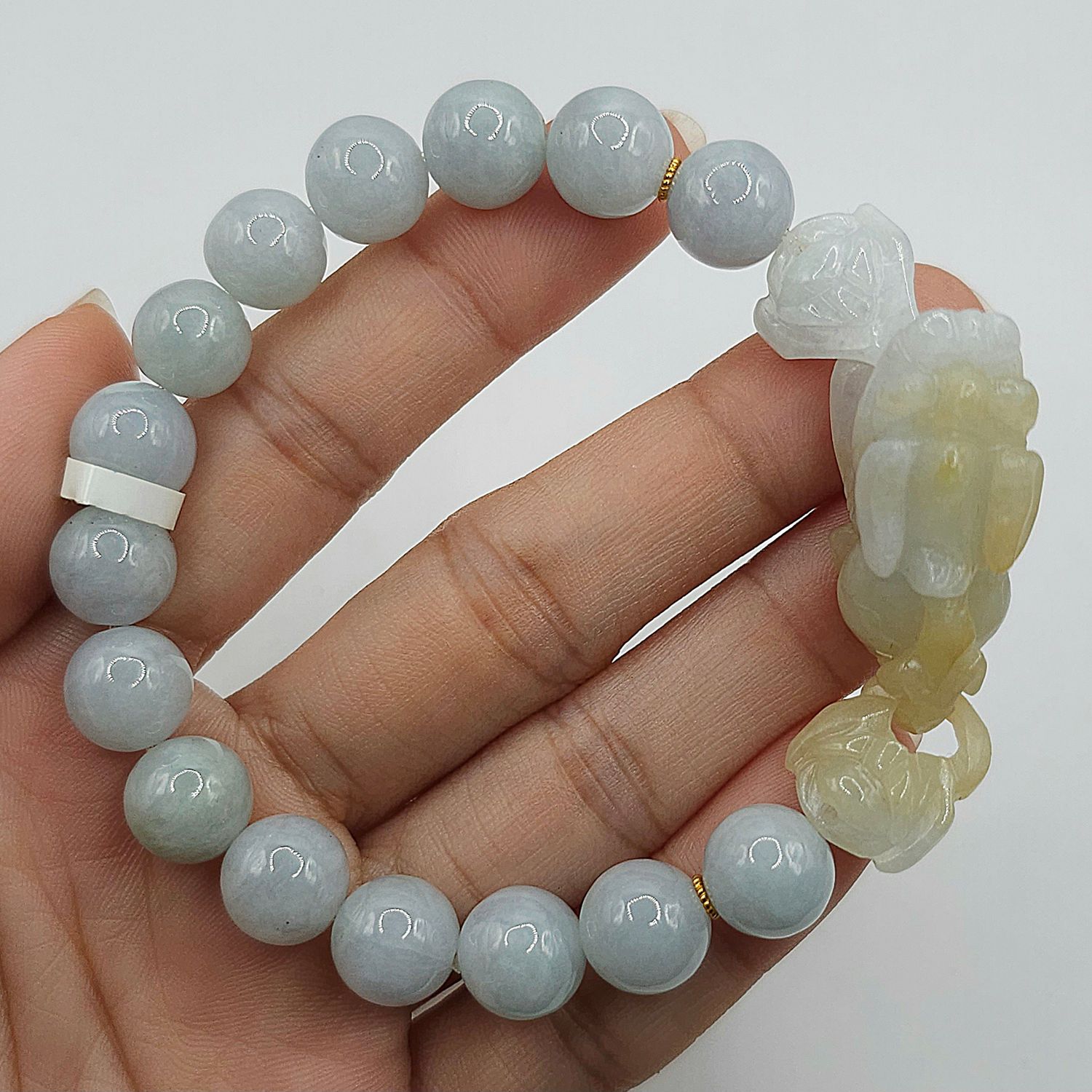 Natural Burma Ice Jade with Pixiu - 18K