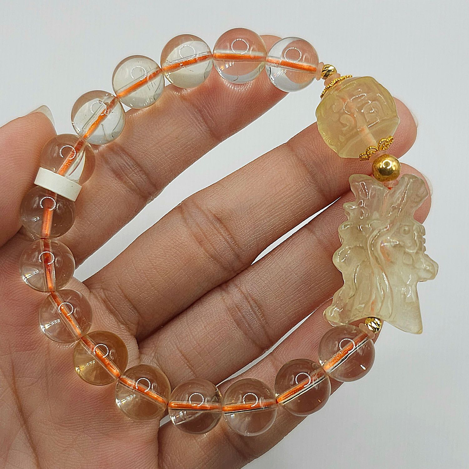 Natural Citrine with Dragon &amp; Lucky Turn - 18K