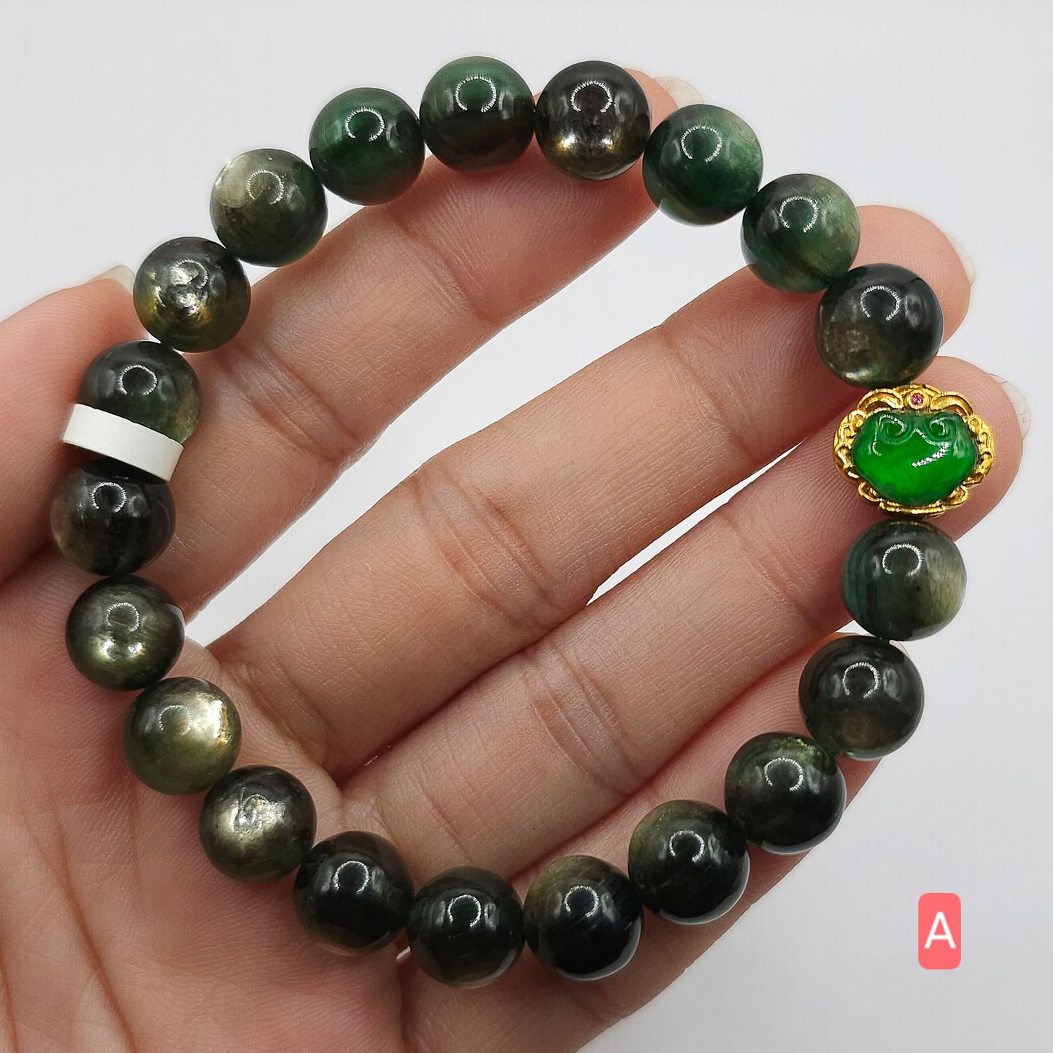 Natural Emerald Lepidolite Mica x Imperial Jade - 18k